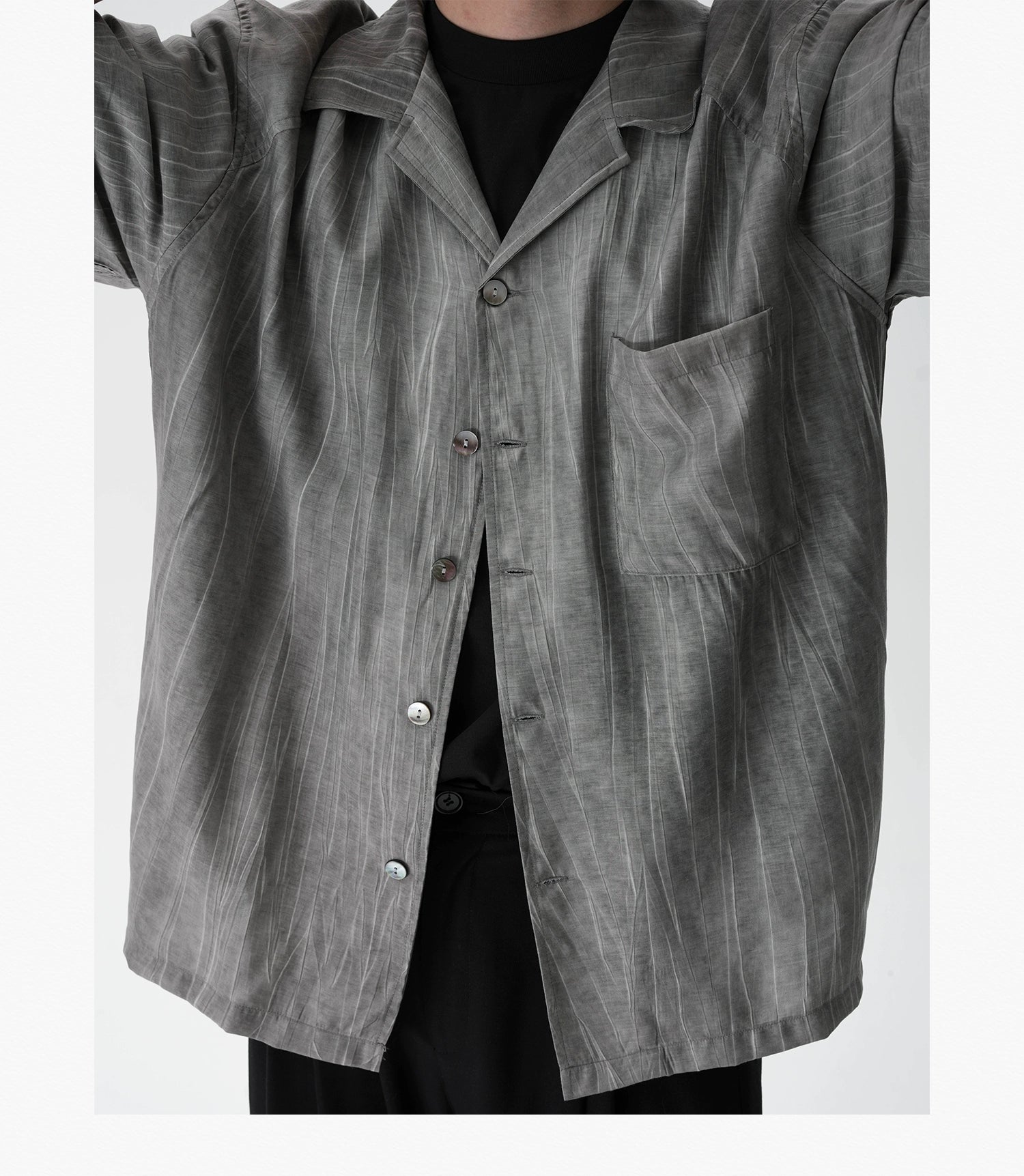 AWT Do Old Stir-fry Wash Pleated Texture Loose Shirt