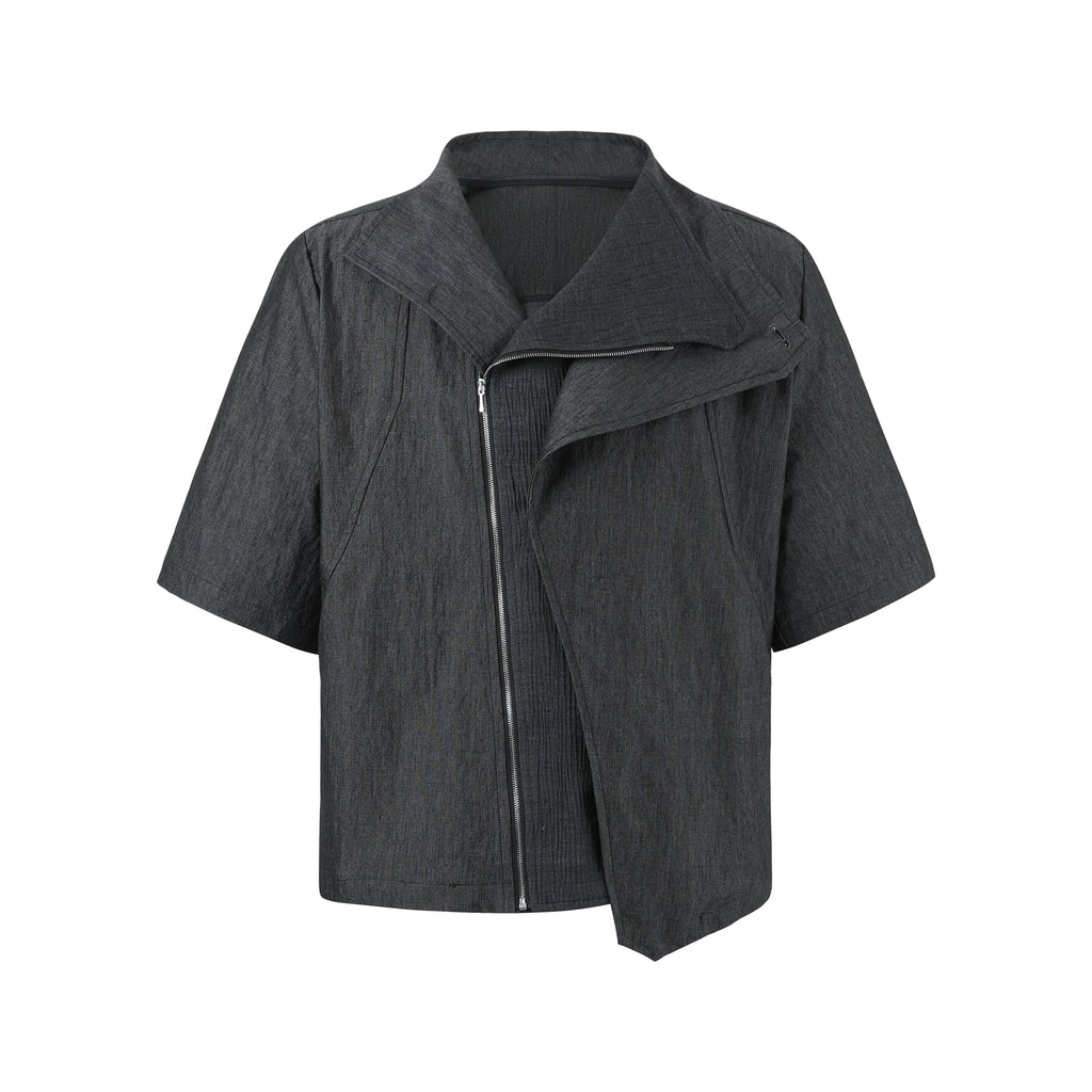 TAICHIISM Vintage Diagonal Placket Spliced Short-sleeved Shirt