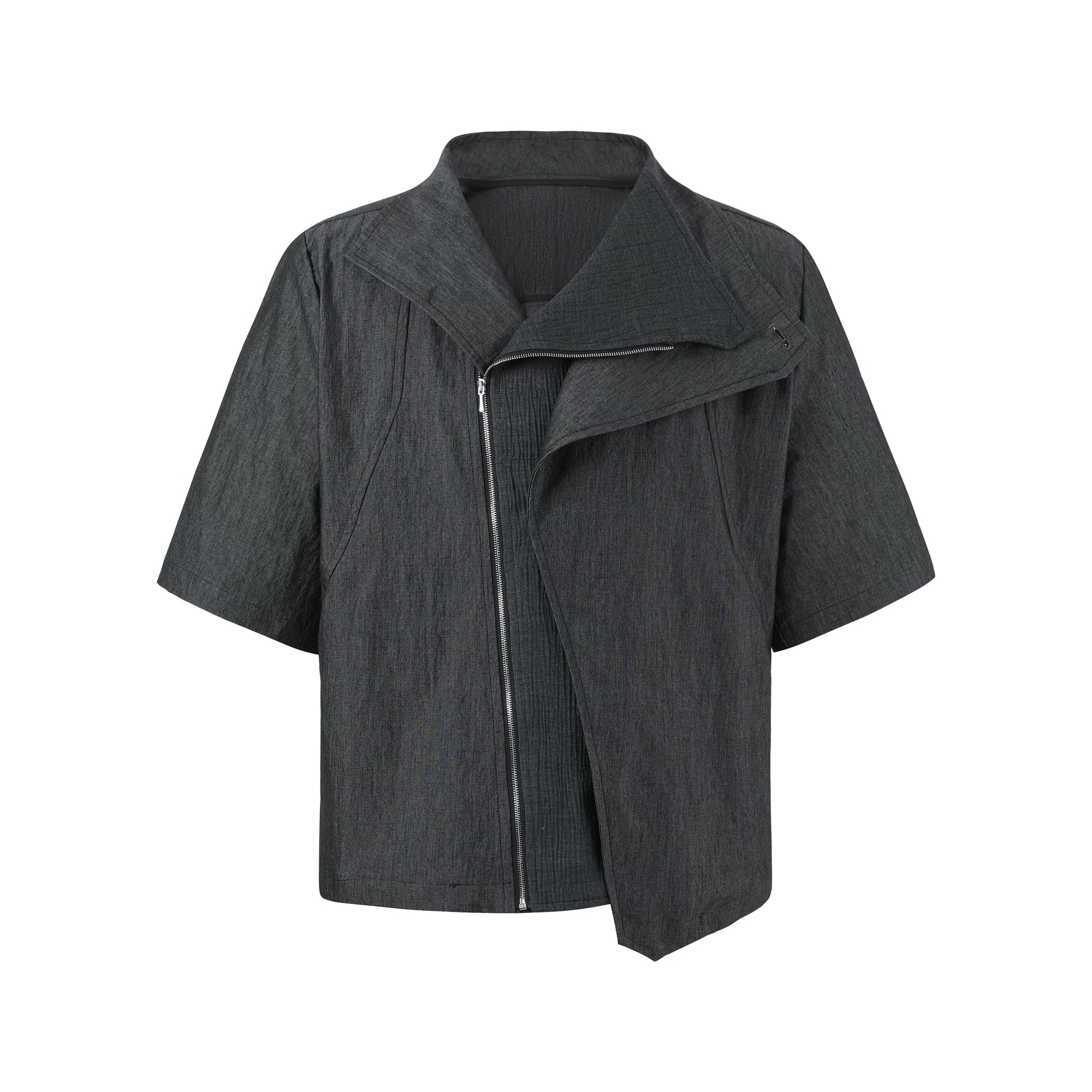 TAICHIISM Vintage Diagonal Placket Spliced Short-sleeved Shirt