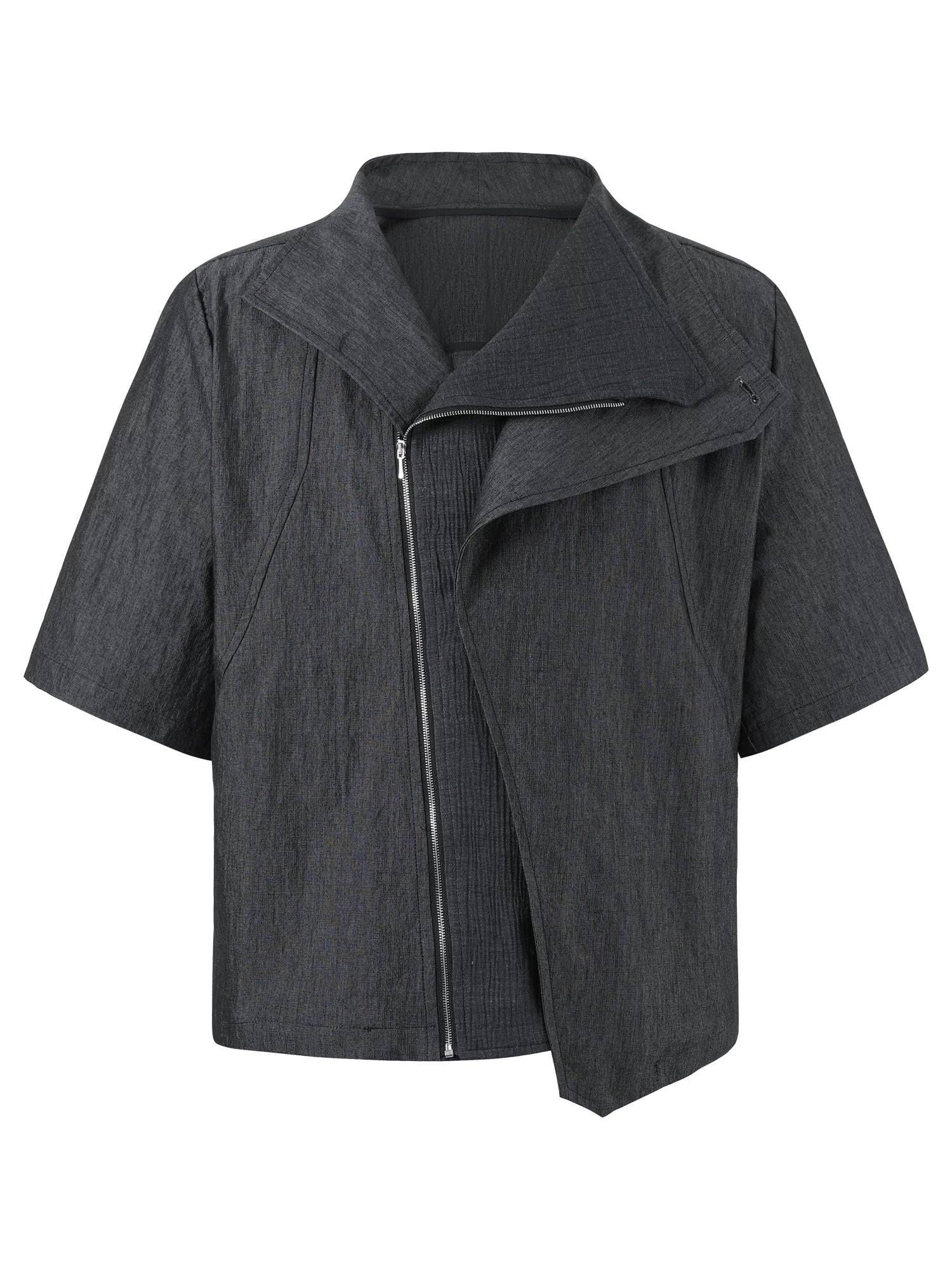 TAICHIISM Vintage Diagonal Placket Spliced Short-sleeved Shirt
