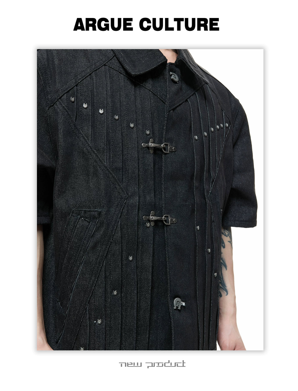 ArguECulturE Pleated Lapel Denim Jacket Micro-pull Jeans Set