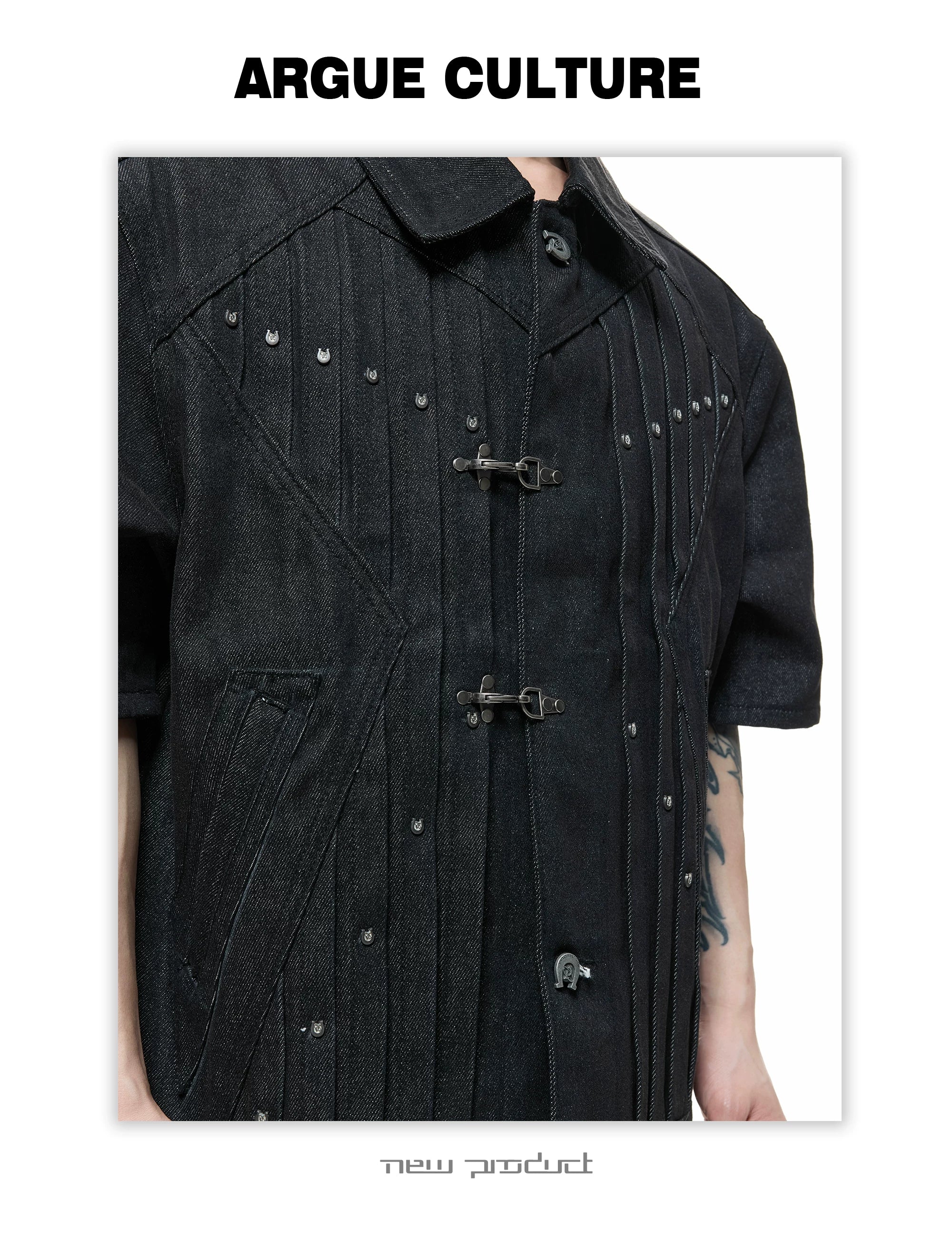 ArguECulturE Pleated Lapel Denim Jacket Micro-pull Jeans Set