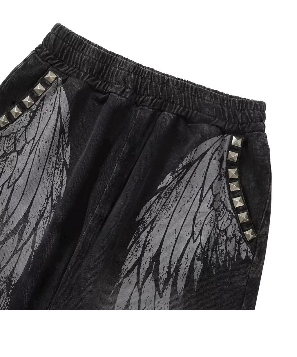 NumbAsia Wing Print Rivet Sweatpants