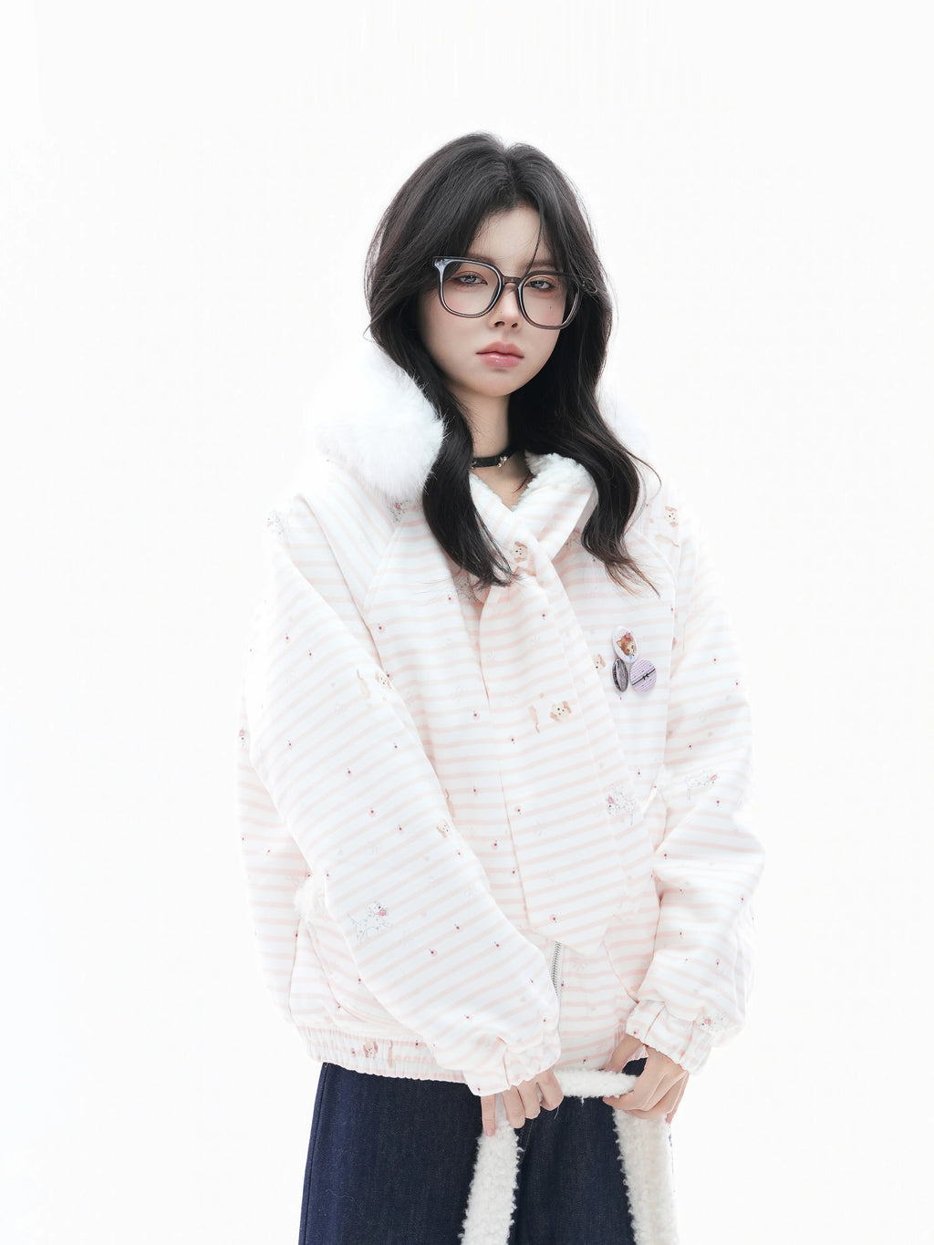 Zuocisankon Cute Puppy Print Soft Waxy Cotton Coat