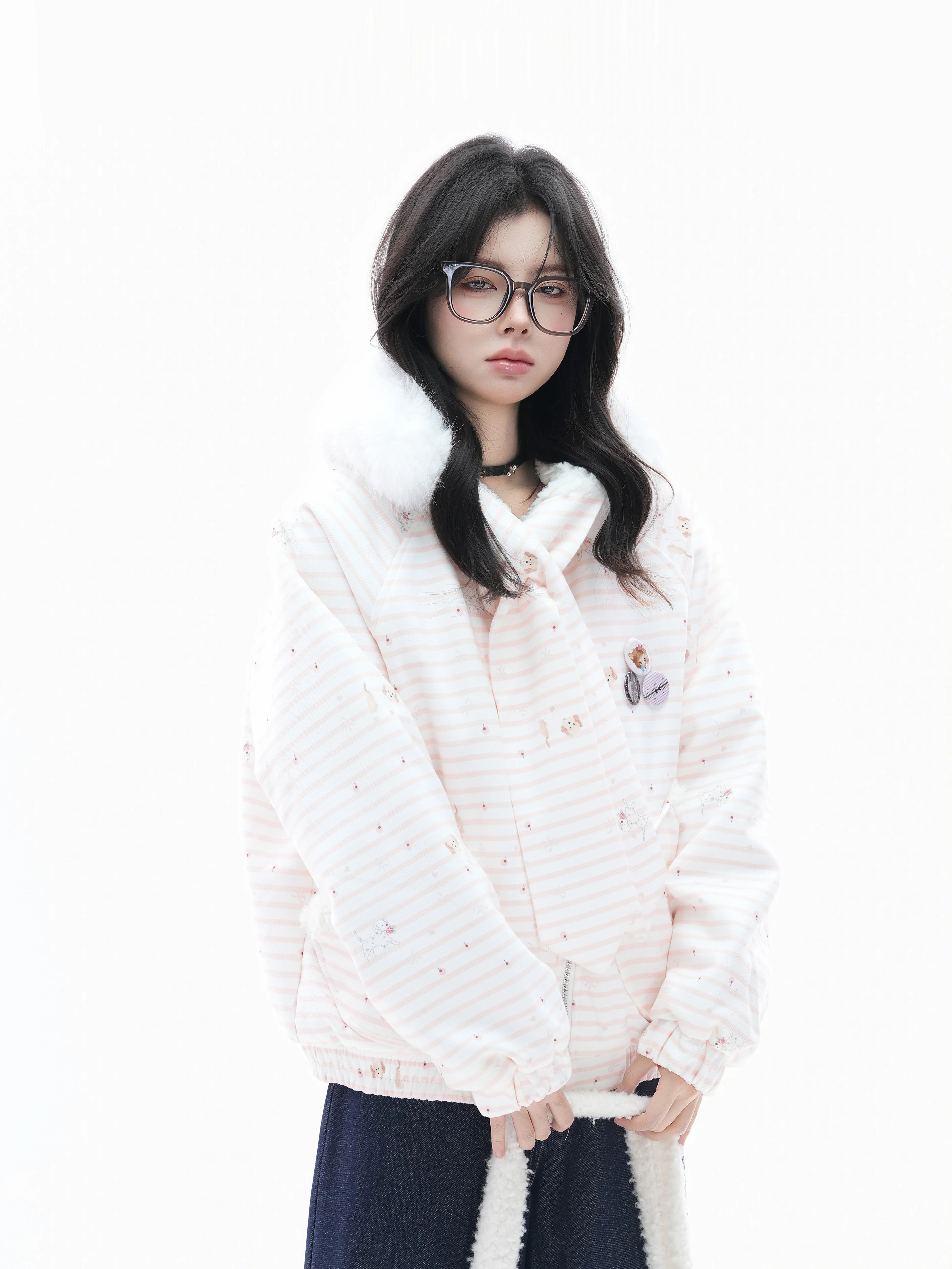 Zuocisankon Cute Puppy Print Soft Waxy Cotton Coat