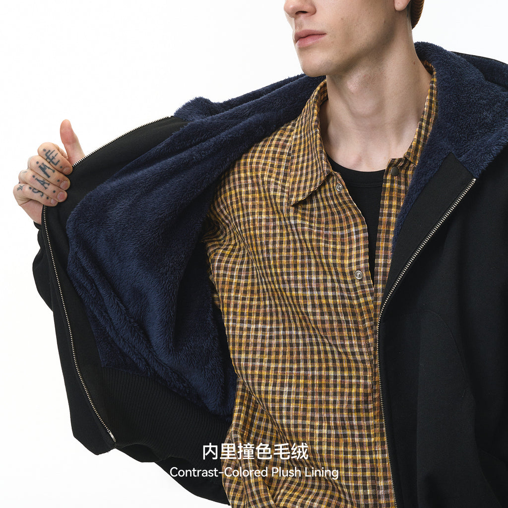 Inflation Short Contrasting Plush Zip Jacket