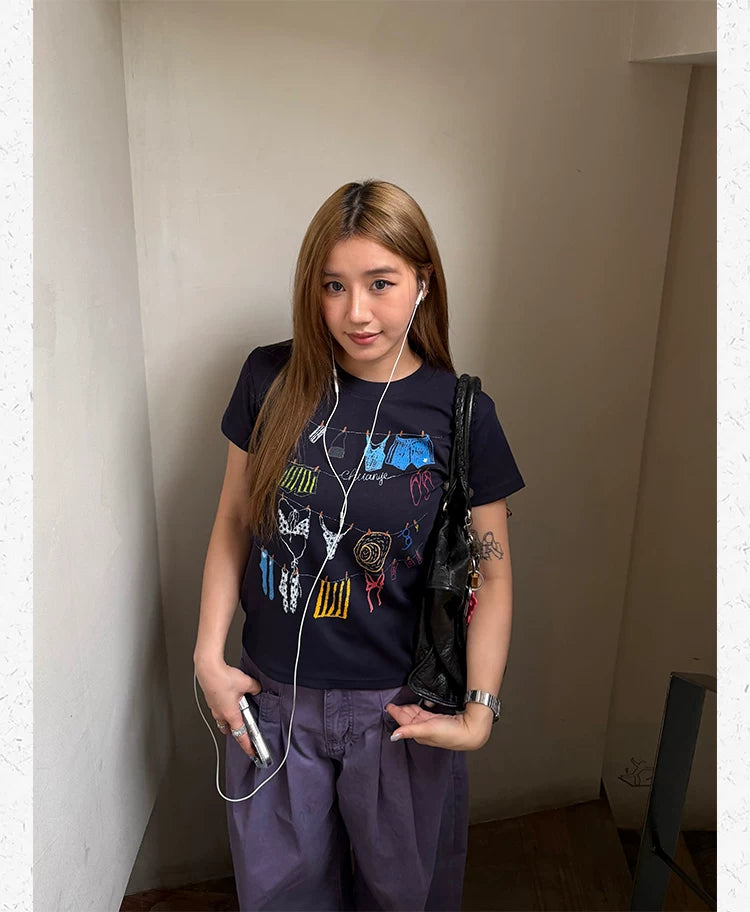 CCYE Graffiti Print Front Shoulder Tee