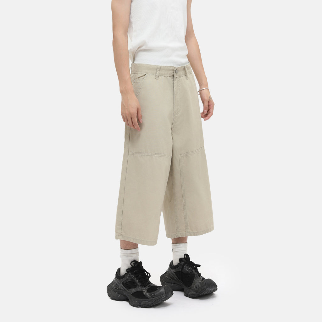 MTLCLOTHES Spliced Wide-leg Tooling Denim Cropped Pants