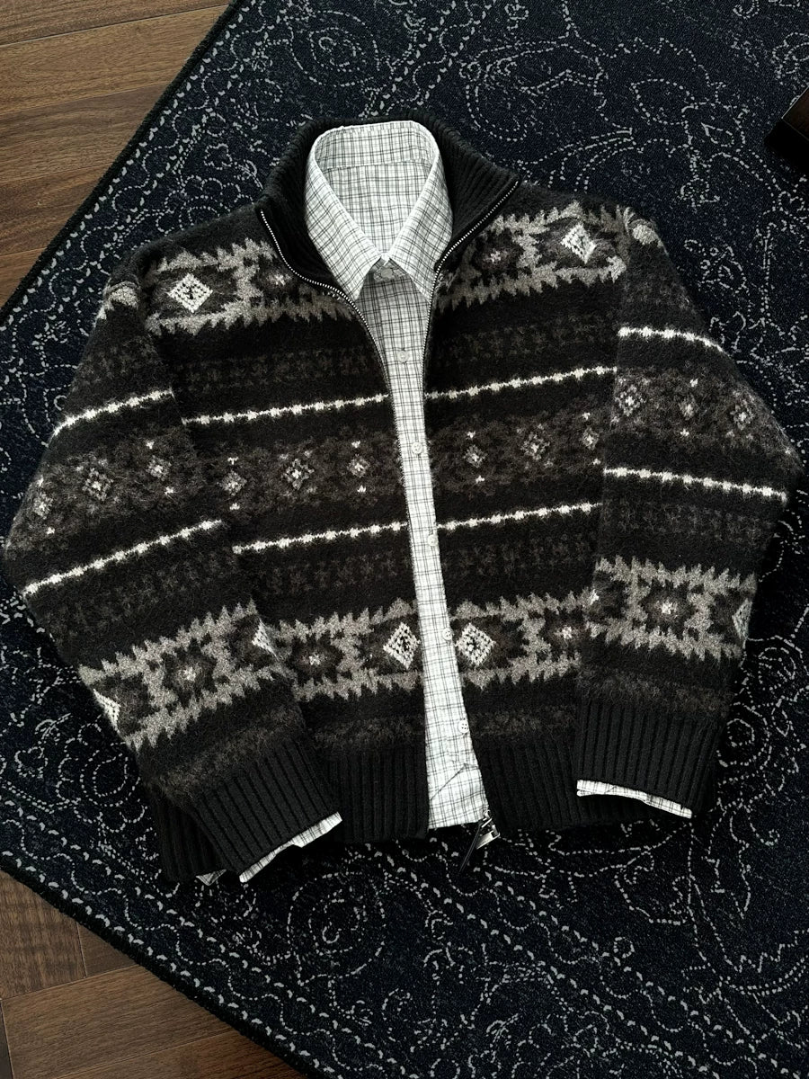 CATSSTAC Vintage Jacquard Loose Sweater