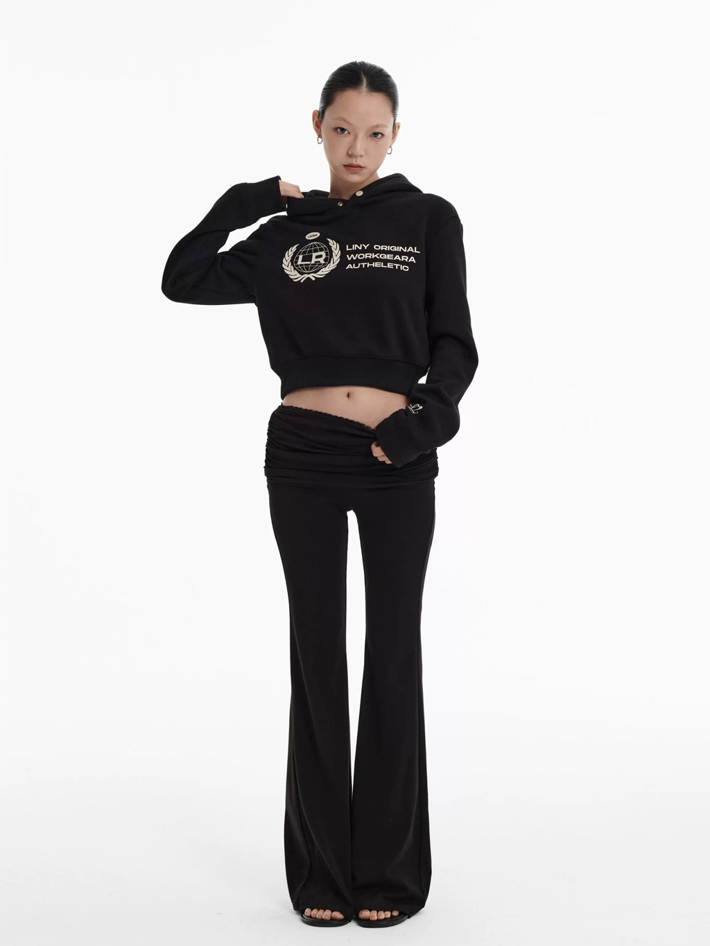 LINY LIBERTY Vintage Alphabet Print Sweater Knitted Micro-pull Trousers Set