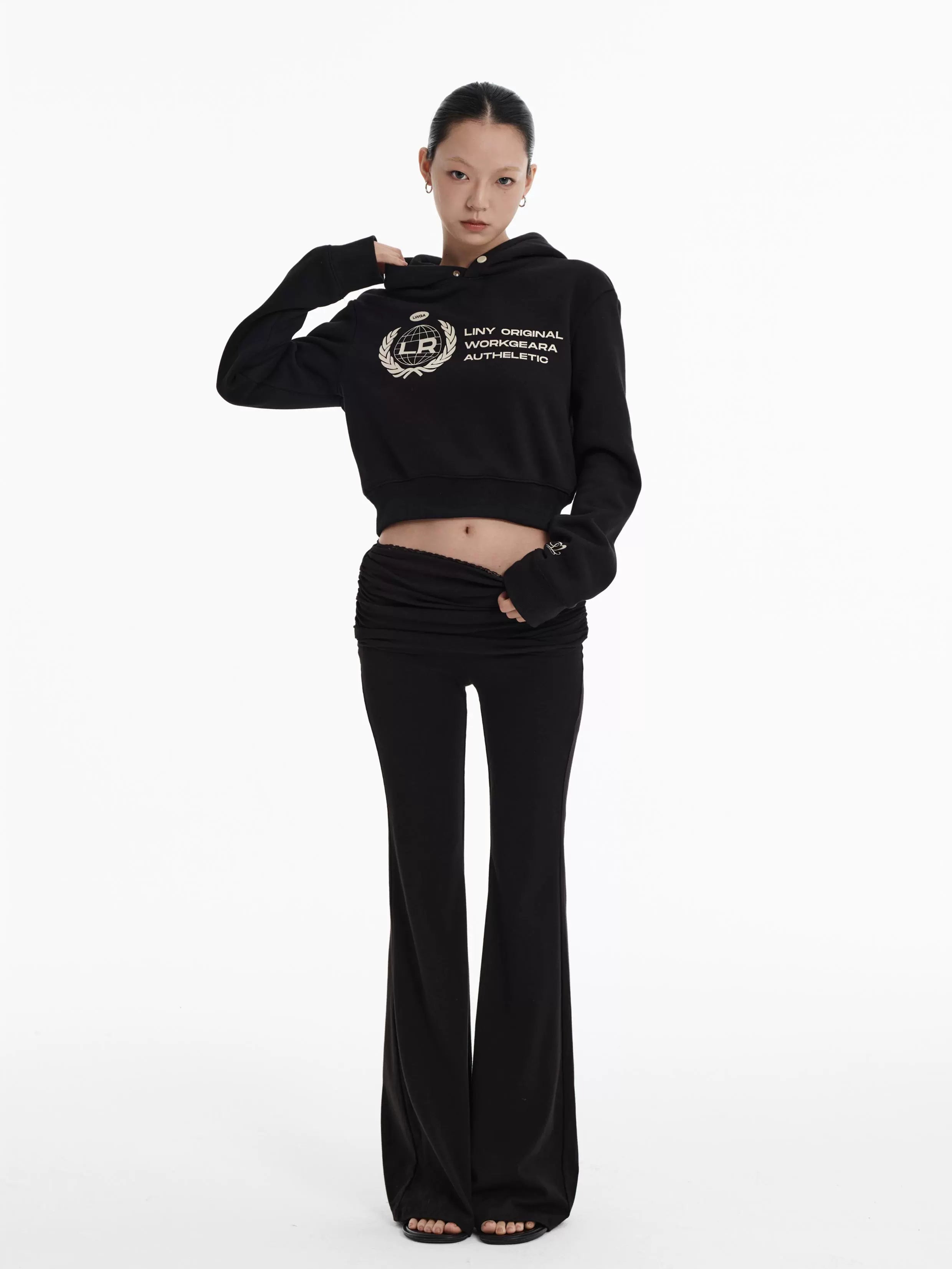 LINY LIBERTY Vintage Alphabet Print Sweater Knitted Micro-pull Trousers Set