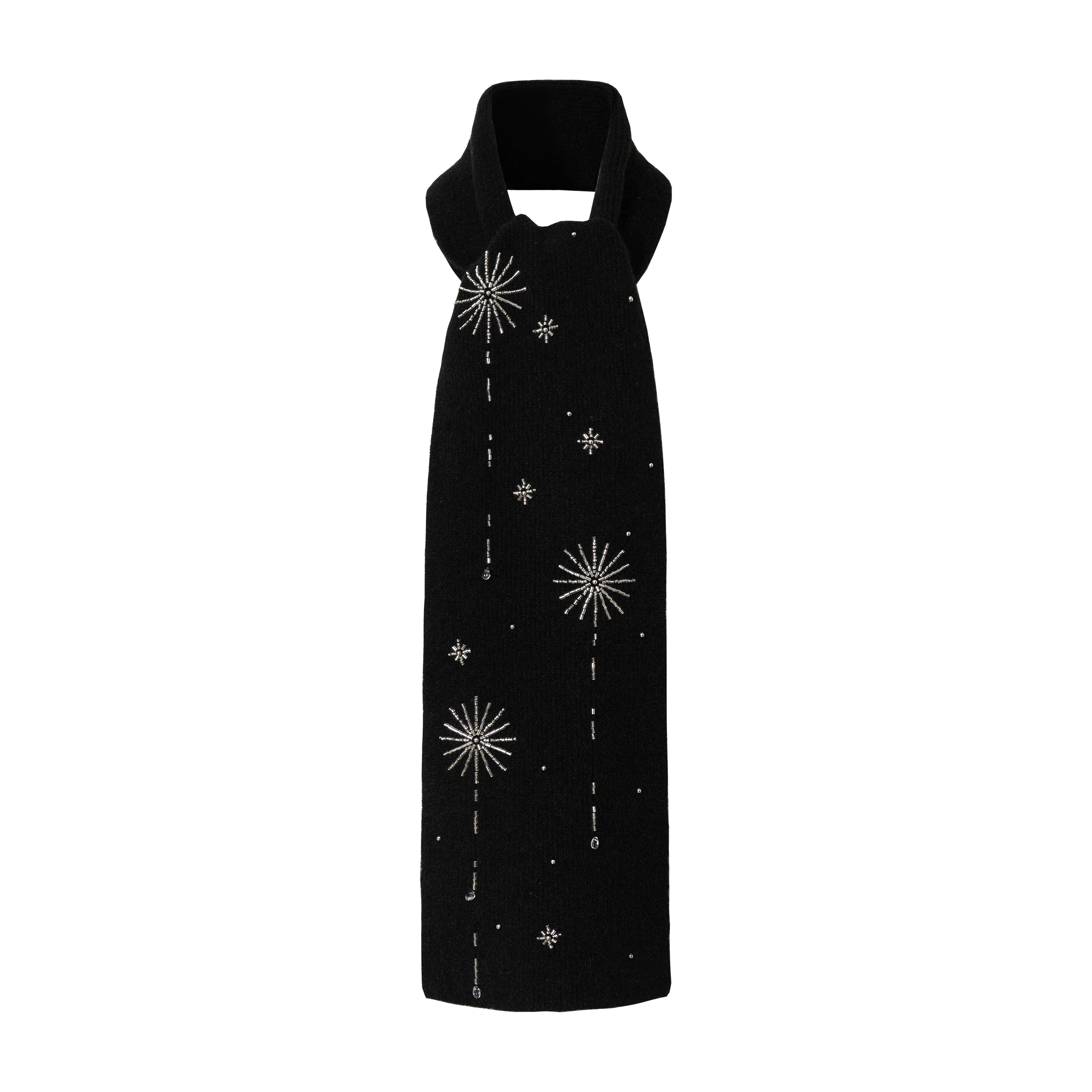 LOUMUTAKU Handmade Fireworks Crystal Beaded Knitted Scarf
