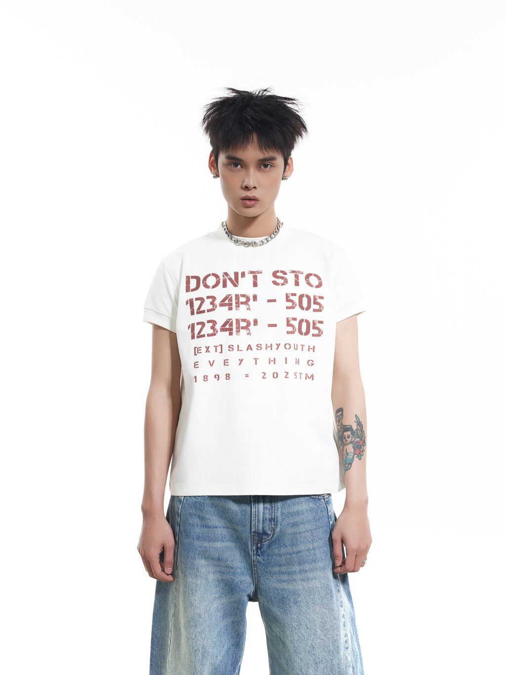 BTSG Sorona front shoulder slim thread cuffs short sleeve Tee