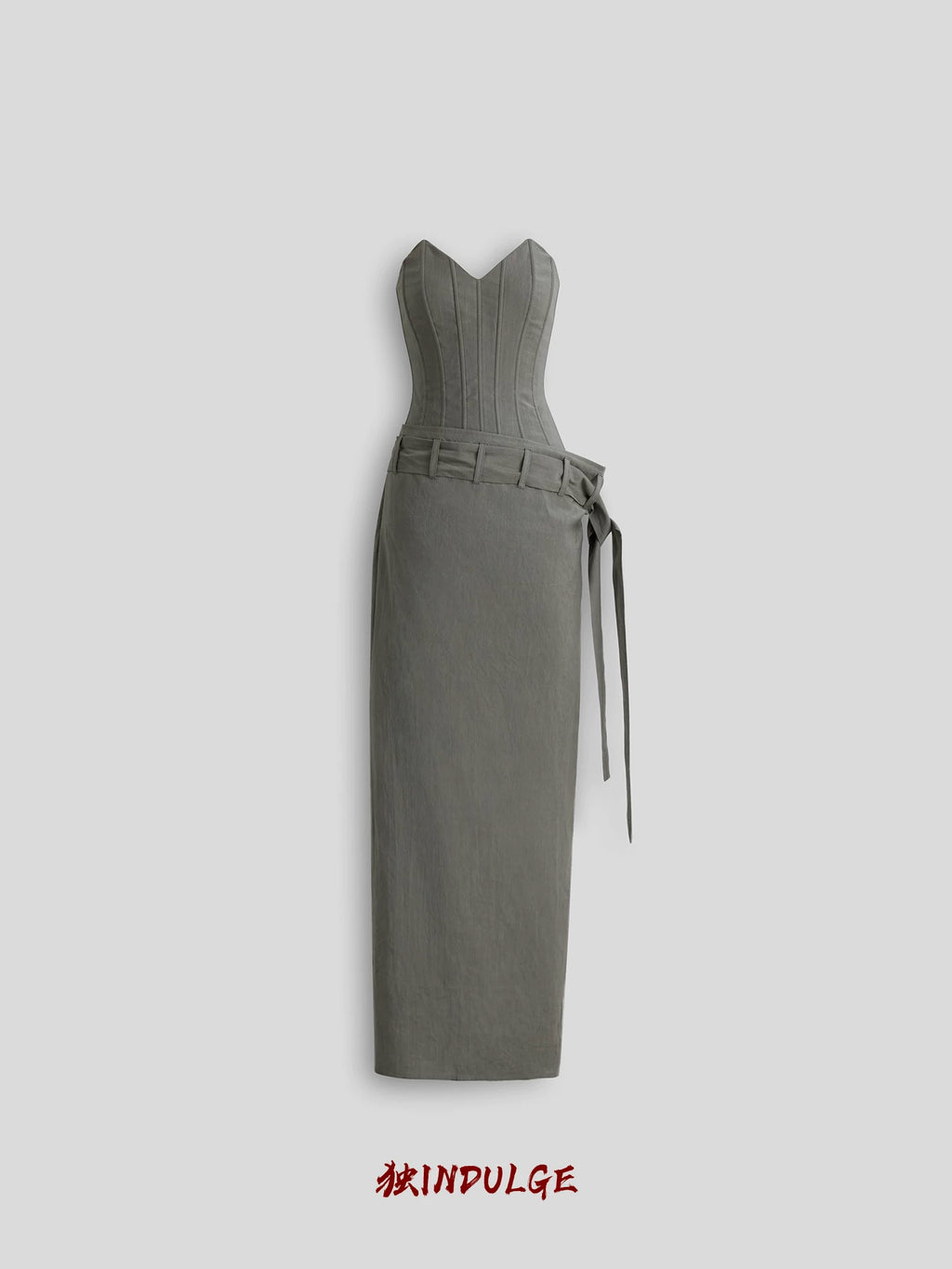 INDULGE Strap Waist Tube Top Drape Long Skirt