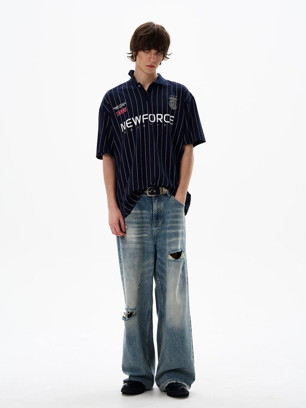 WLNEXT Retro Ruffian Handsome High-end Polo Shirt Tee