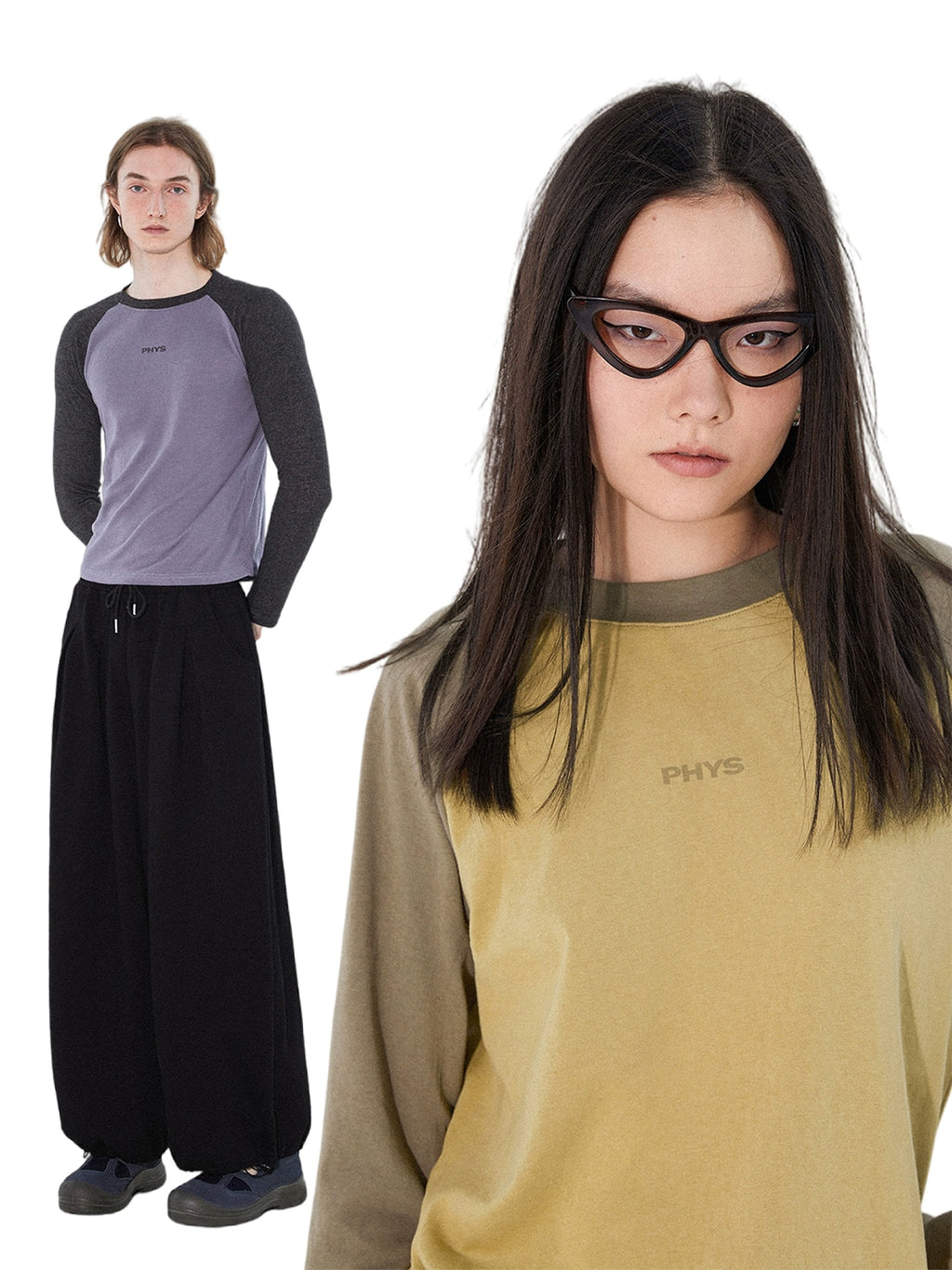 PHYS Color Matching Shoulder Slim Long Sleeve