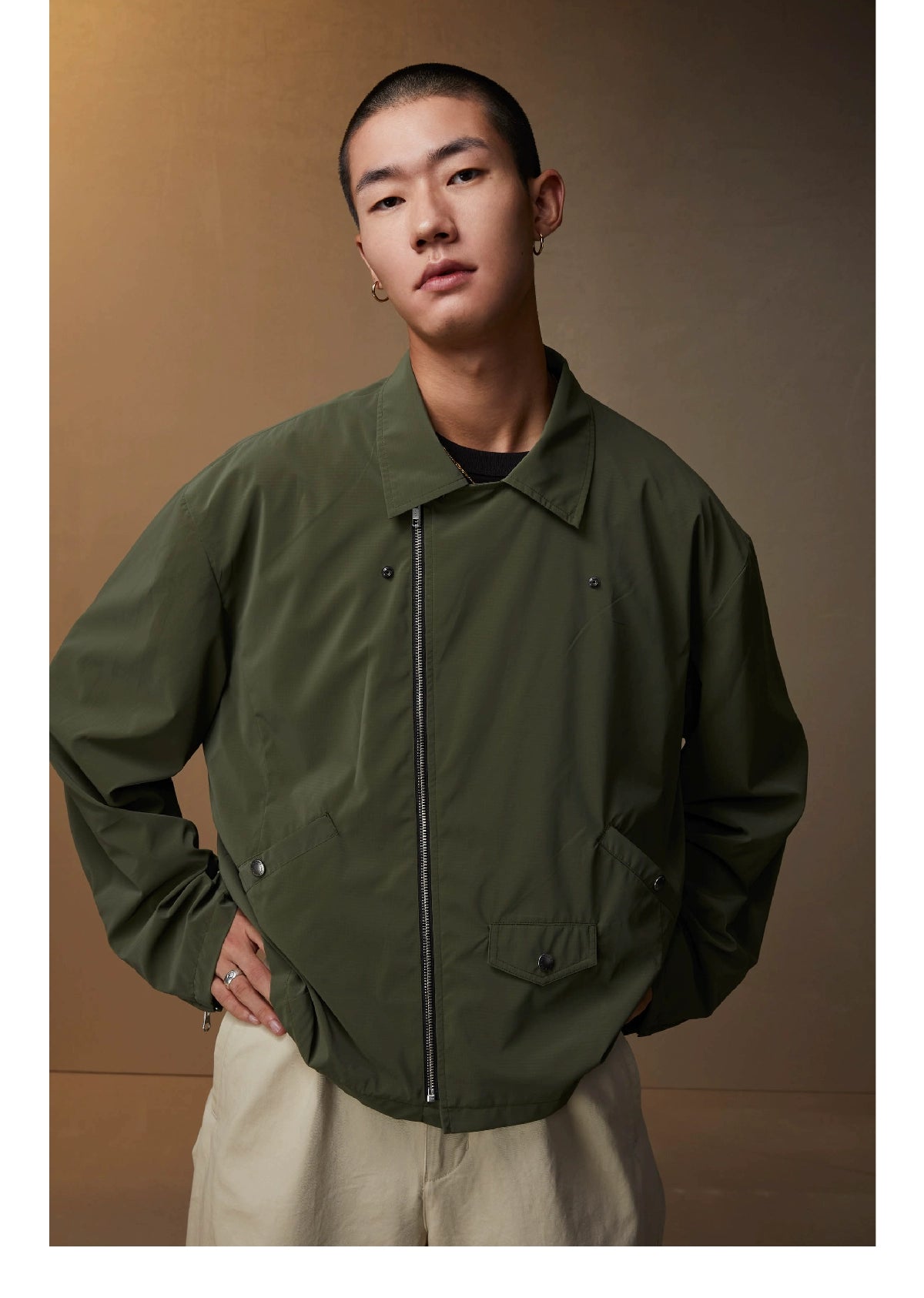 SUPERTOFU Diagonal Zip Lapel Trench Coat