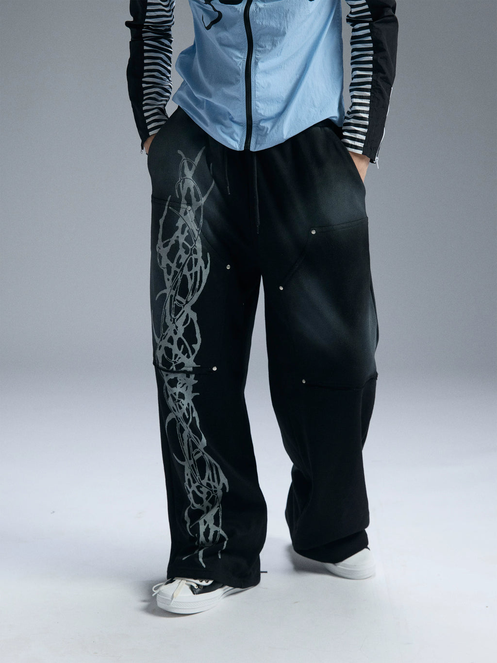 PAIKI Loose and Versatile Ink-splashed Sweatpants