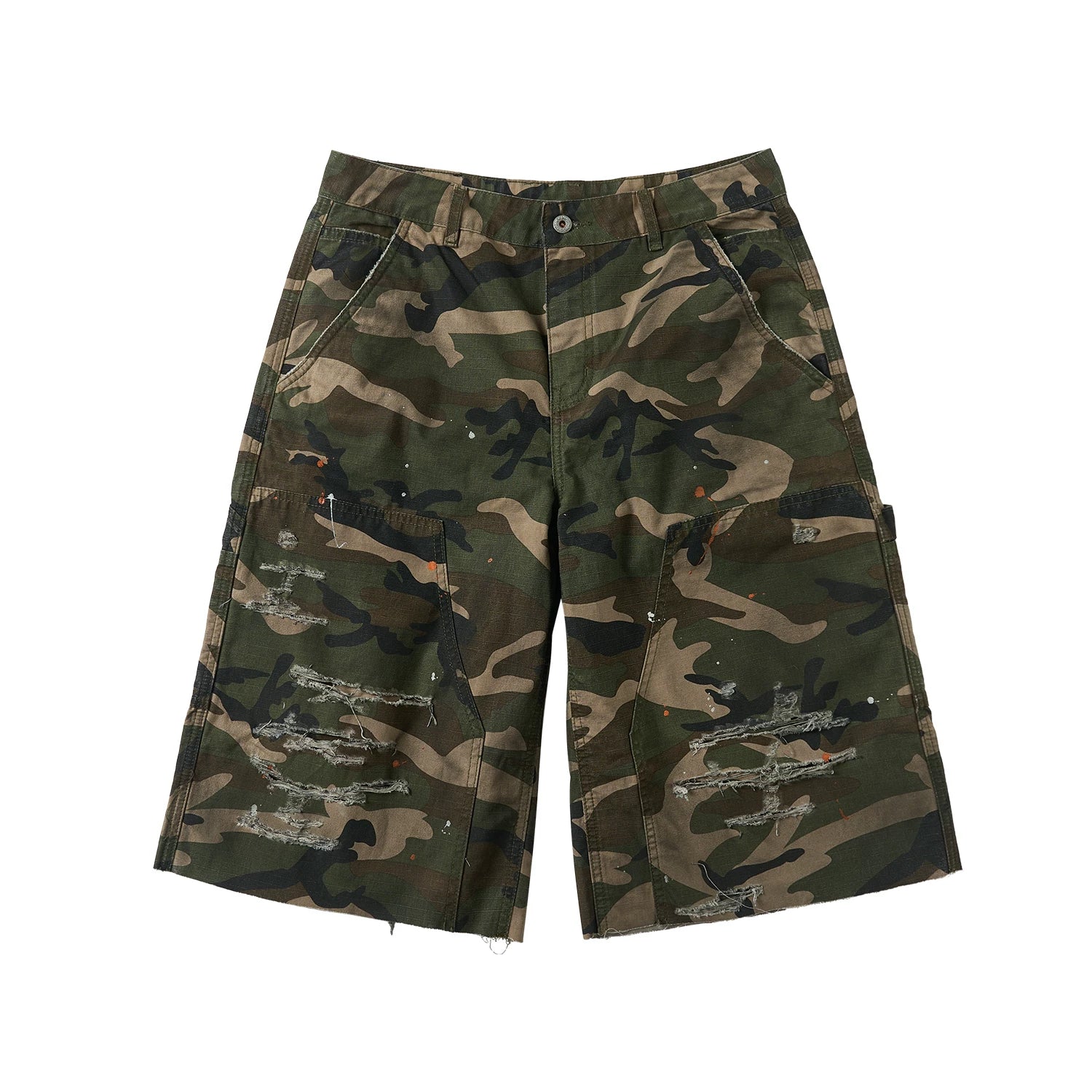 SAXGENWON Ink Splashing Camouflage Loose Tooling Shorts