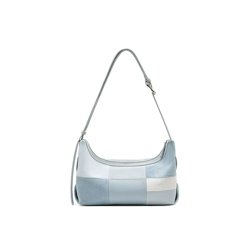 Muva Leather Spliced Shoulder Bag