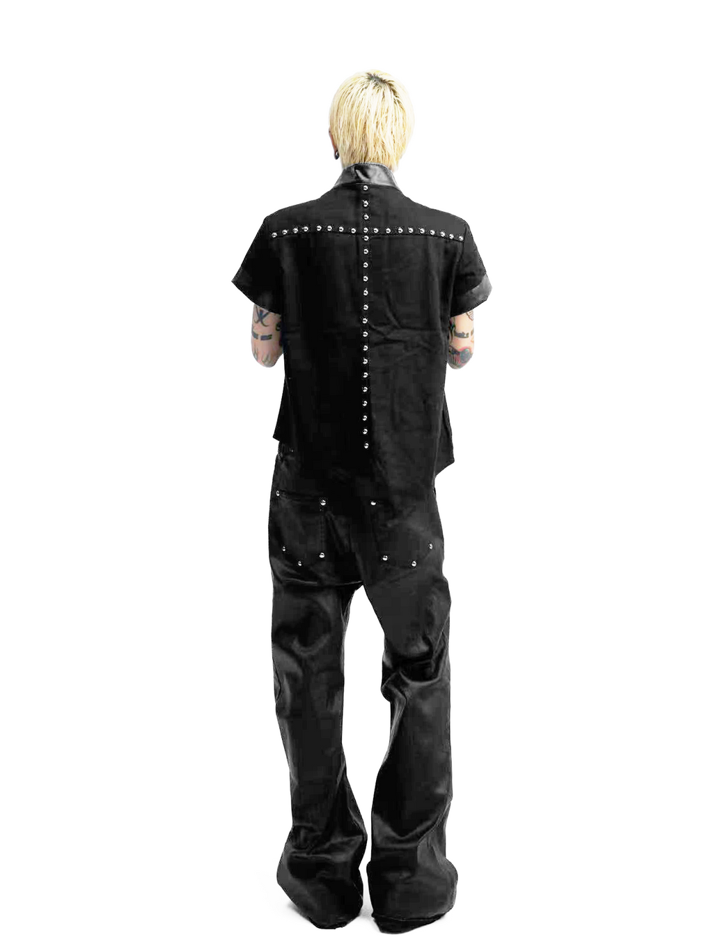 DETW Leather Slim Shaped Stand-up Collar Tee