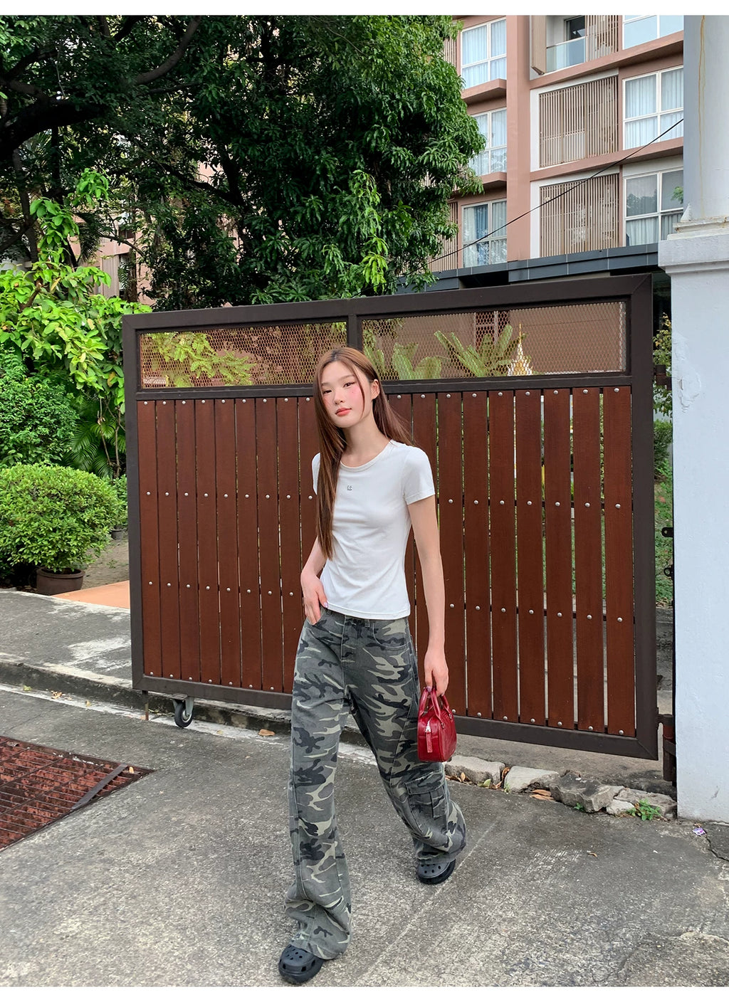 KANO Camouflage Print Wide-leg Cargo Pants