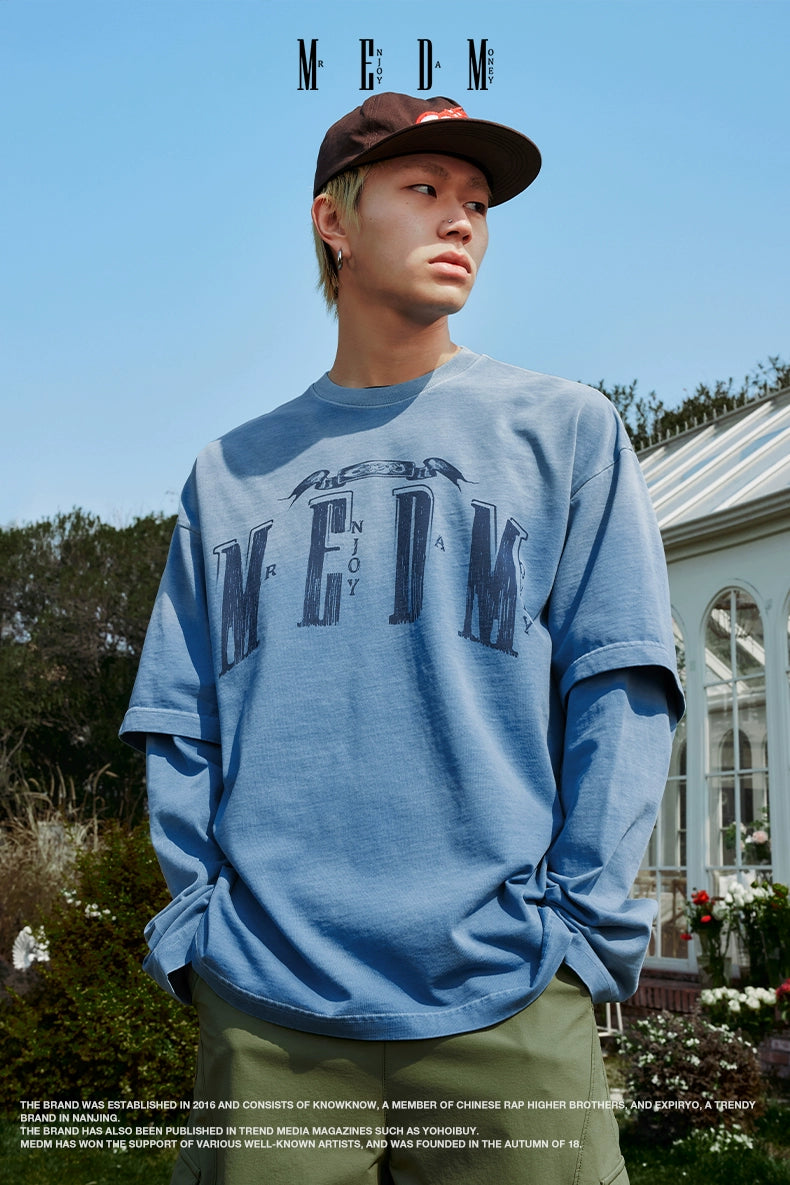 MEDM Fake Two Pieces Loose Long Sleeves