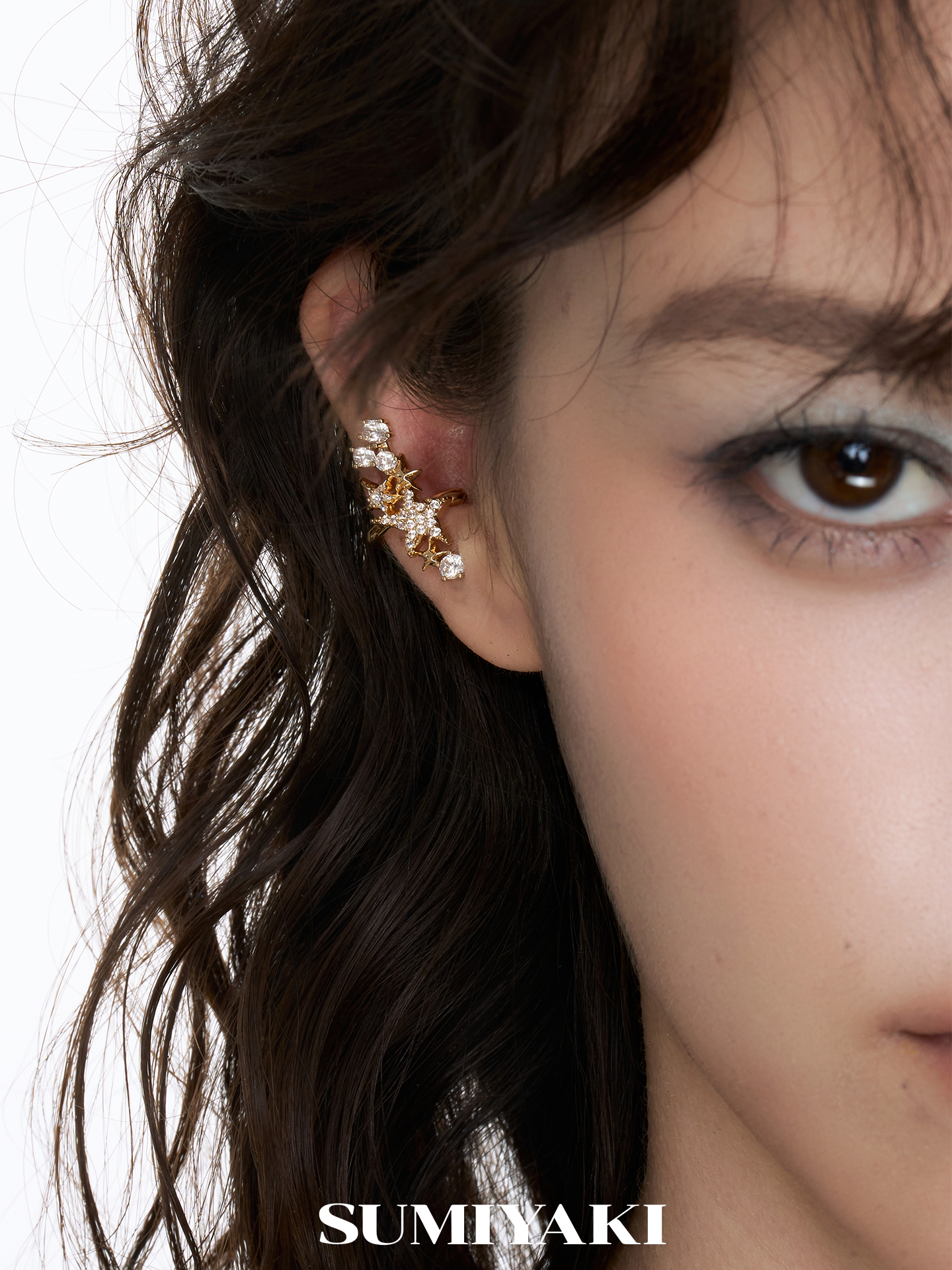 SUMIYAKI Temperament Is Full of Diamond Ear Clips