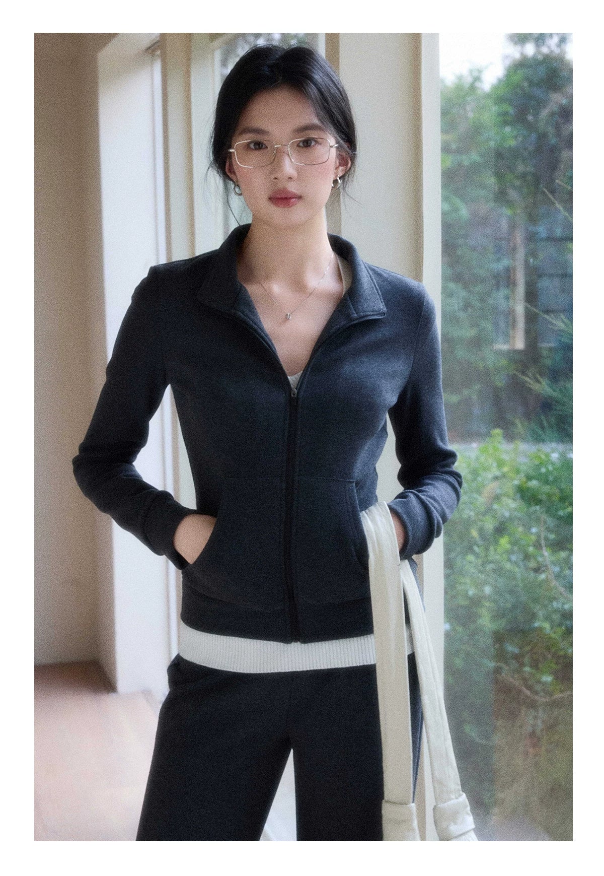 TYANG Stand-up Collar Sports and Leisure Slim Suit
