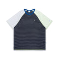 BENT IDEA Irregular Striped Color Matching Shoulder Tee
