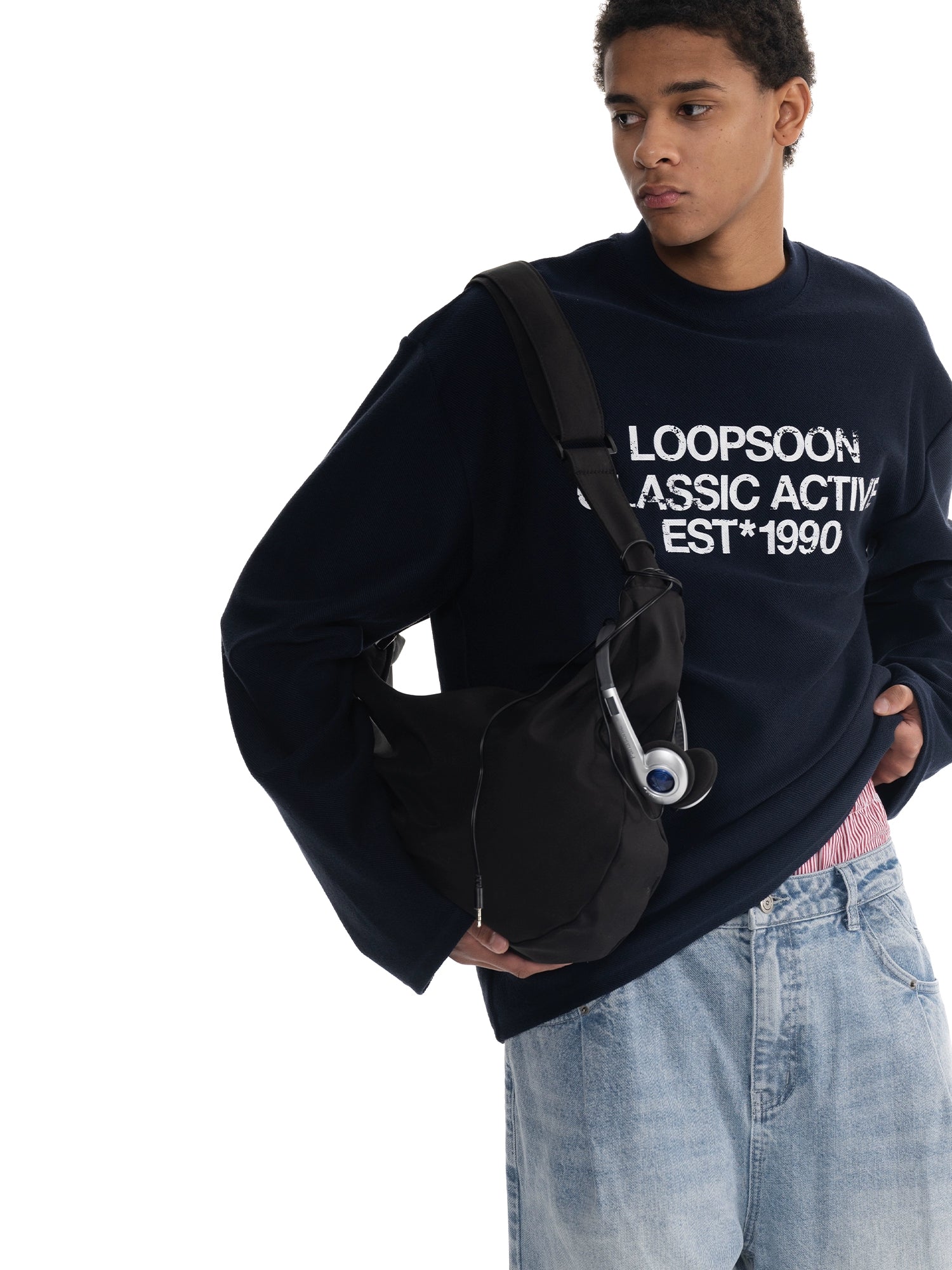 Loopsoon Crew Neck Sleeves Open Versatile Casual Long Sleeves
