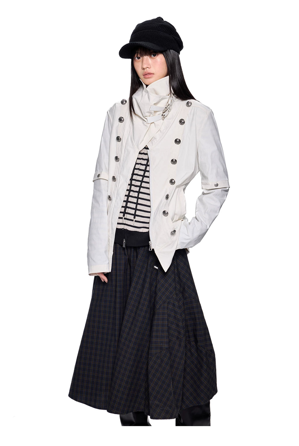 EZEK Turtleneck Metal Buckle Slim Jacket