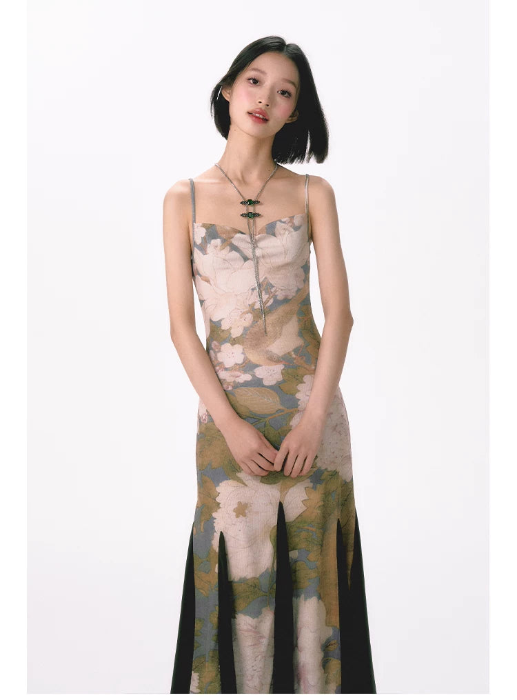 YEDM Elastic Suspender Fishtail Dress