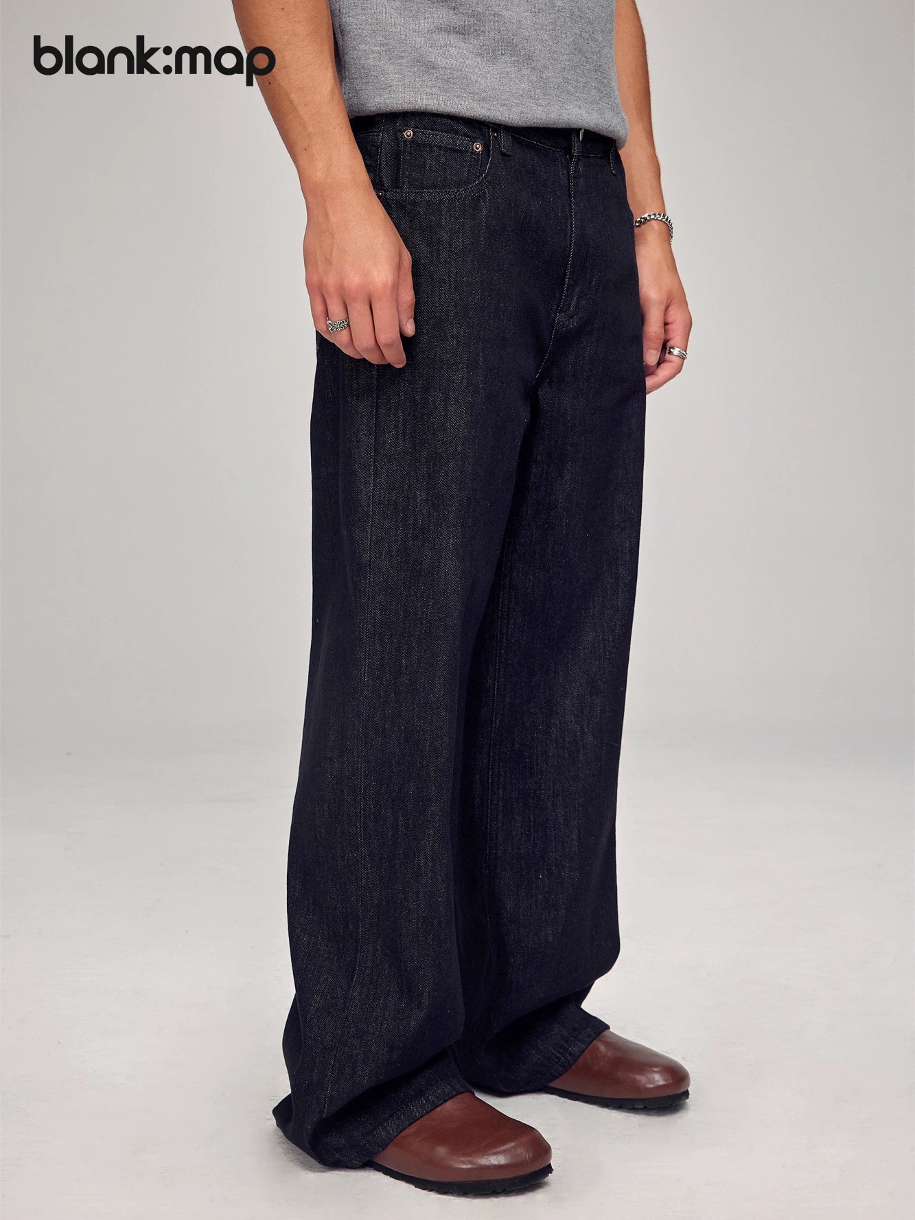 Blank Map Loose Straight Jeans