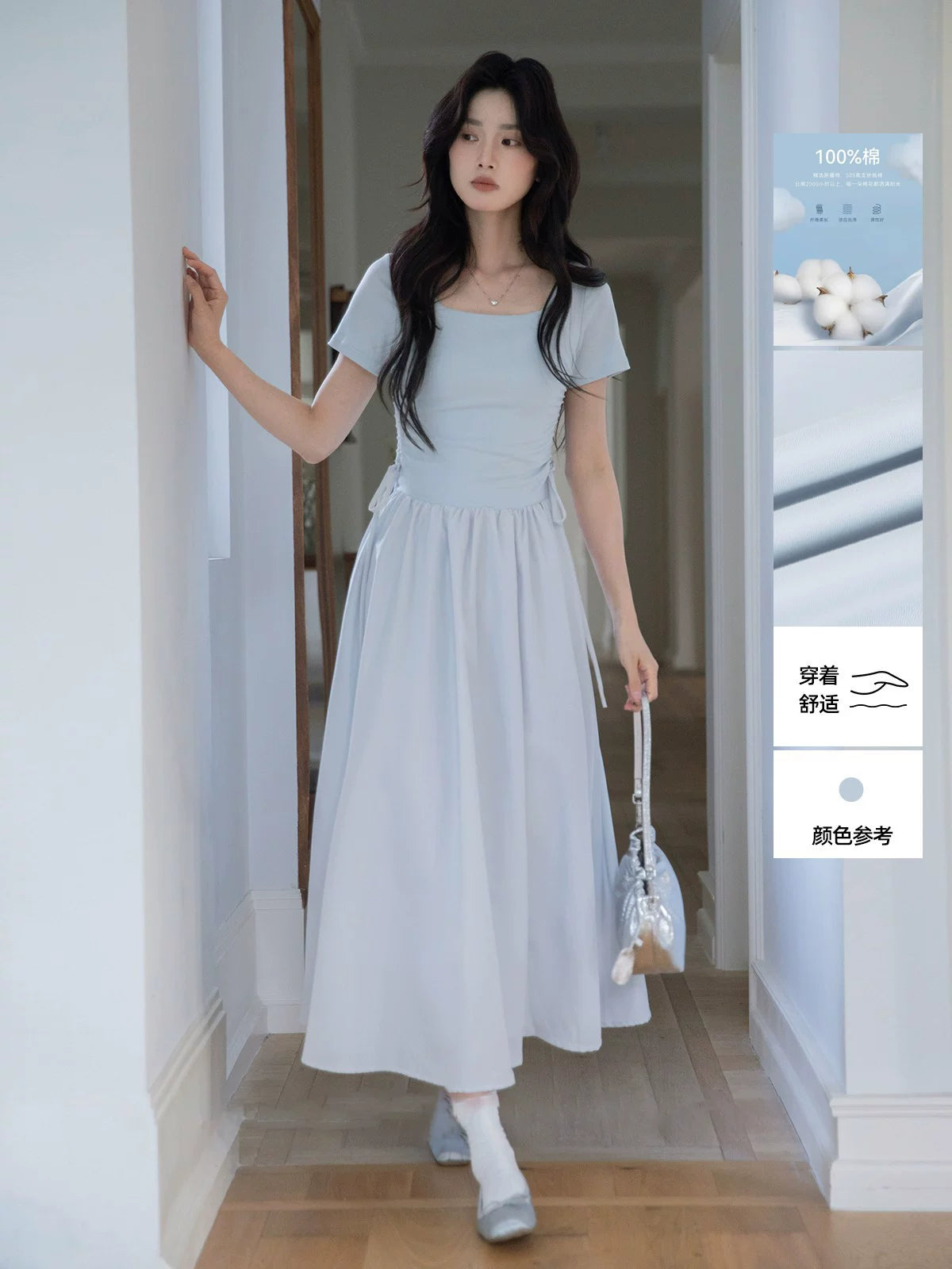 XUJING Square Collar Temperament Dress