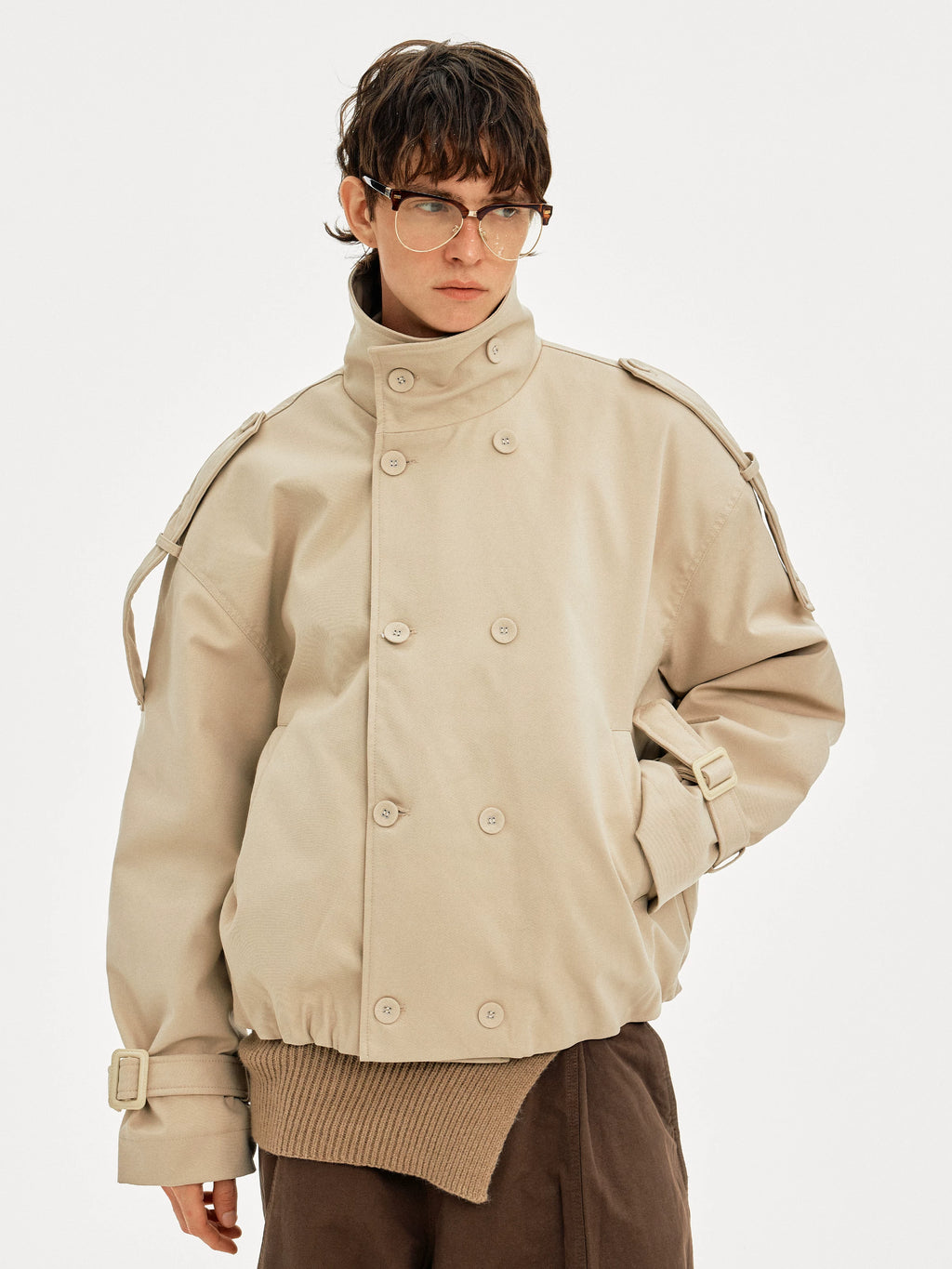 MADWITCH Double-breasted Stand-up Collar Thermal Tooling Jacket