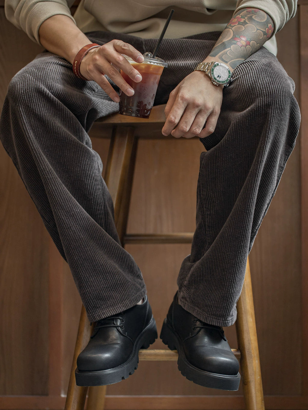 Maden Thick-soled Heightened Casual Leather Shoes