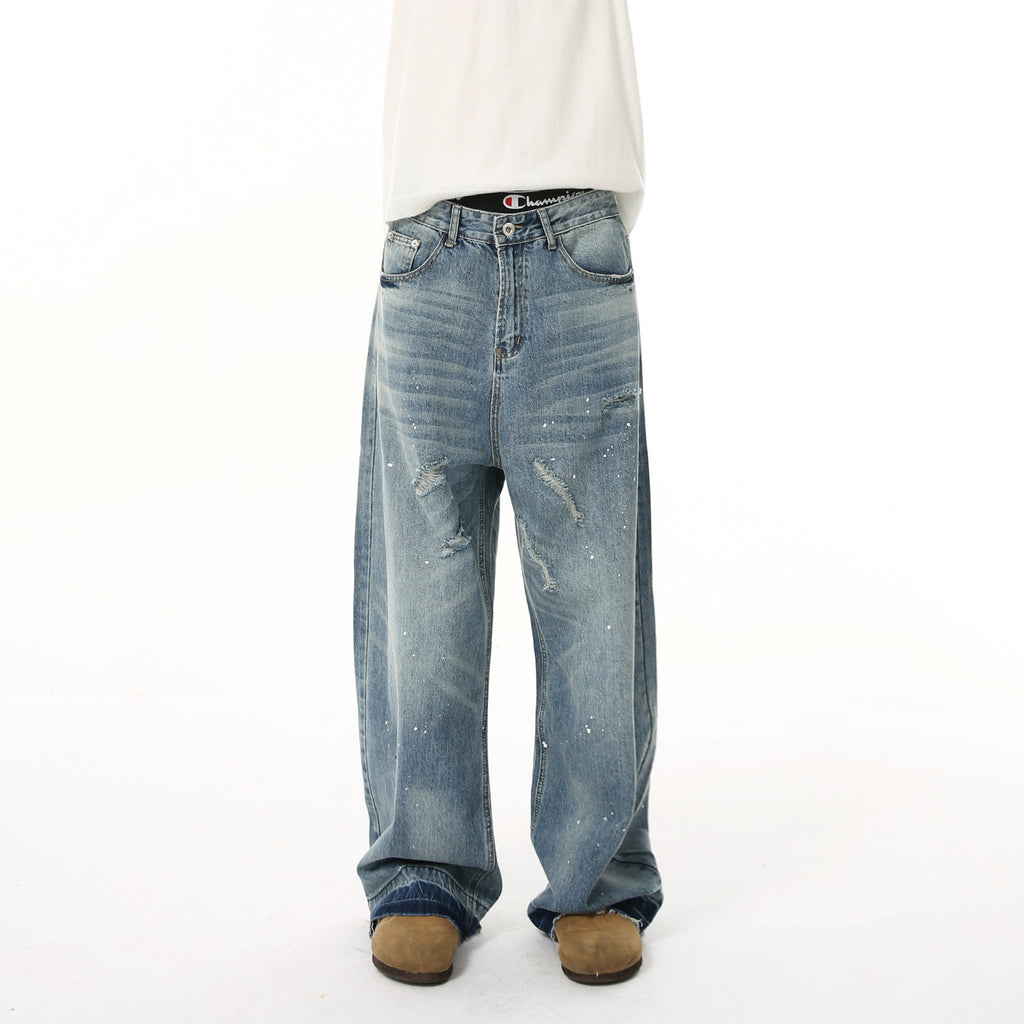 MTLCLOTHES Frayed Rough Trousers Scimitar Jeans