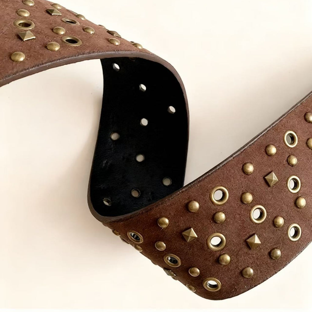 Intertek Versatile Bead Hollow Ring PU Leather Waist Belt