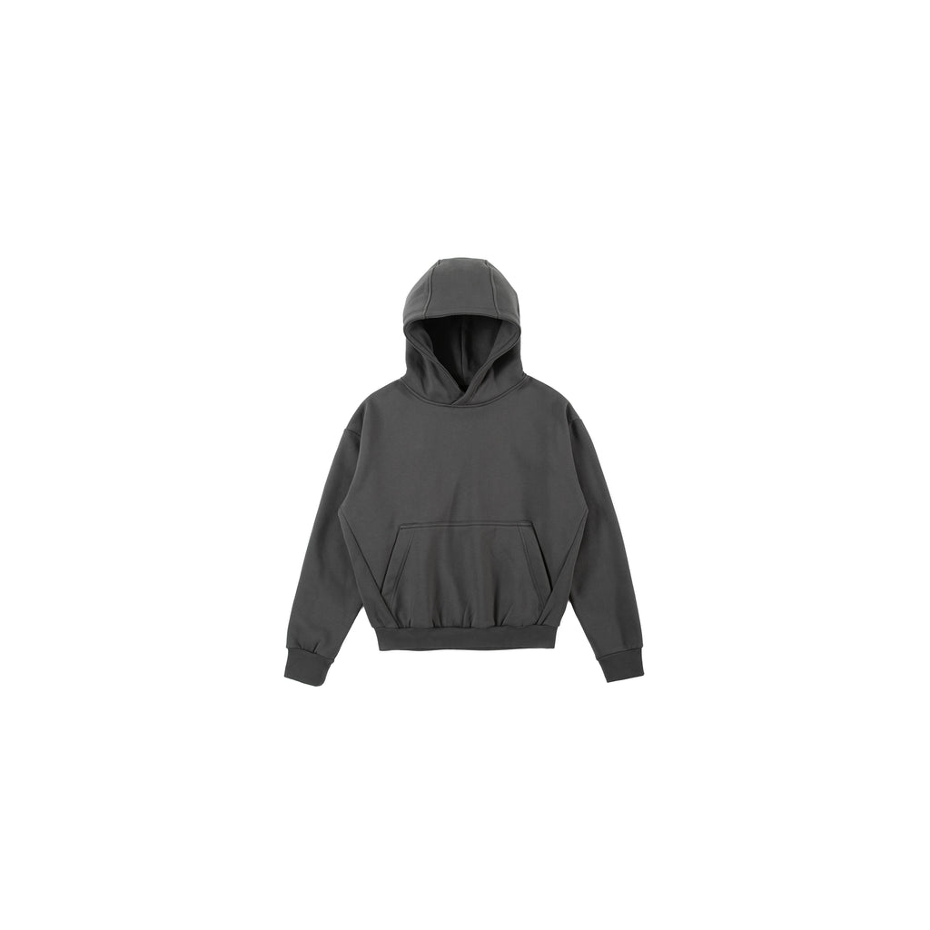 PLUS NO LOGO Short and Wide Stand-up Hooded Sweater