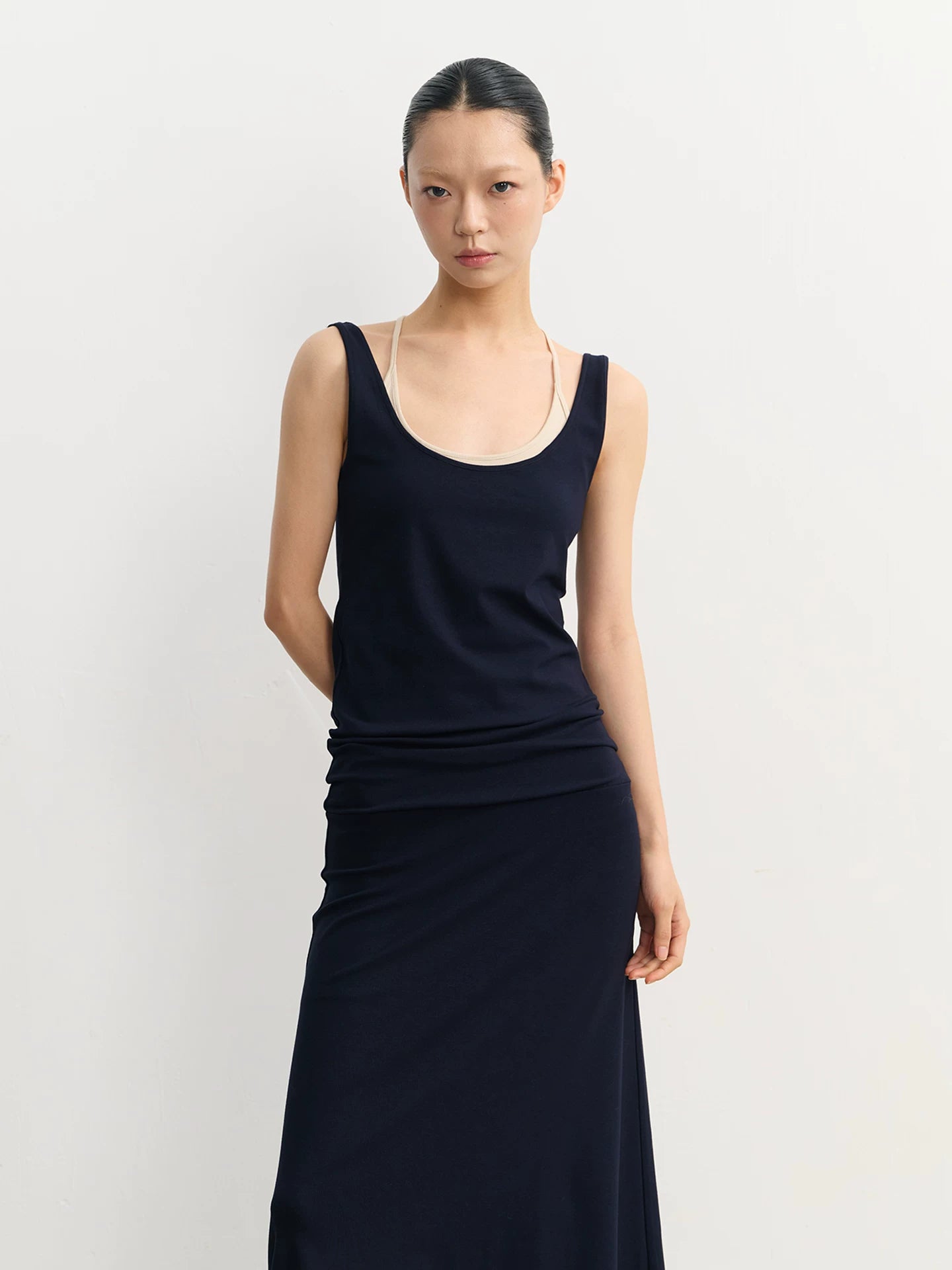 LINY LIBERTY Contrast Fake Two-piece Knitted Skirt