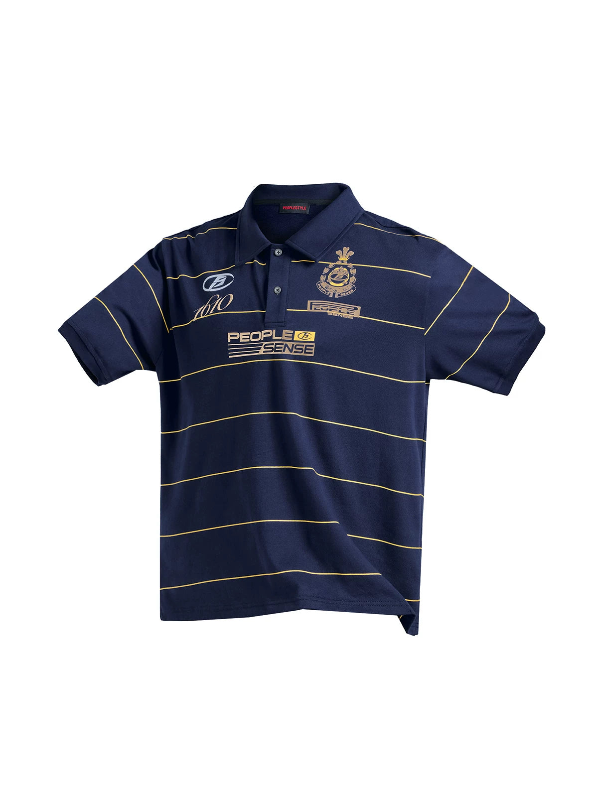 PEOPLESENSE Striped Quick-drying Breathable Badge Printed Tee