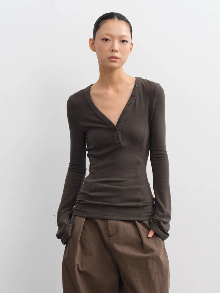 LINY LIBERTY Vintage Classic V-Neck Slim Sleeve
