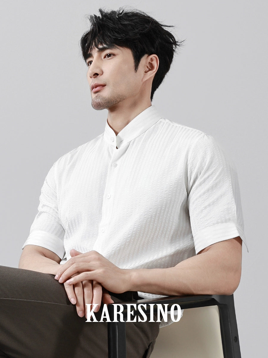 KARESINO Seersucker Striped Shirt