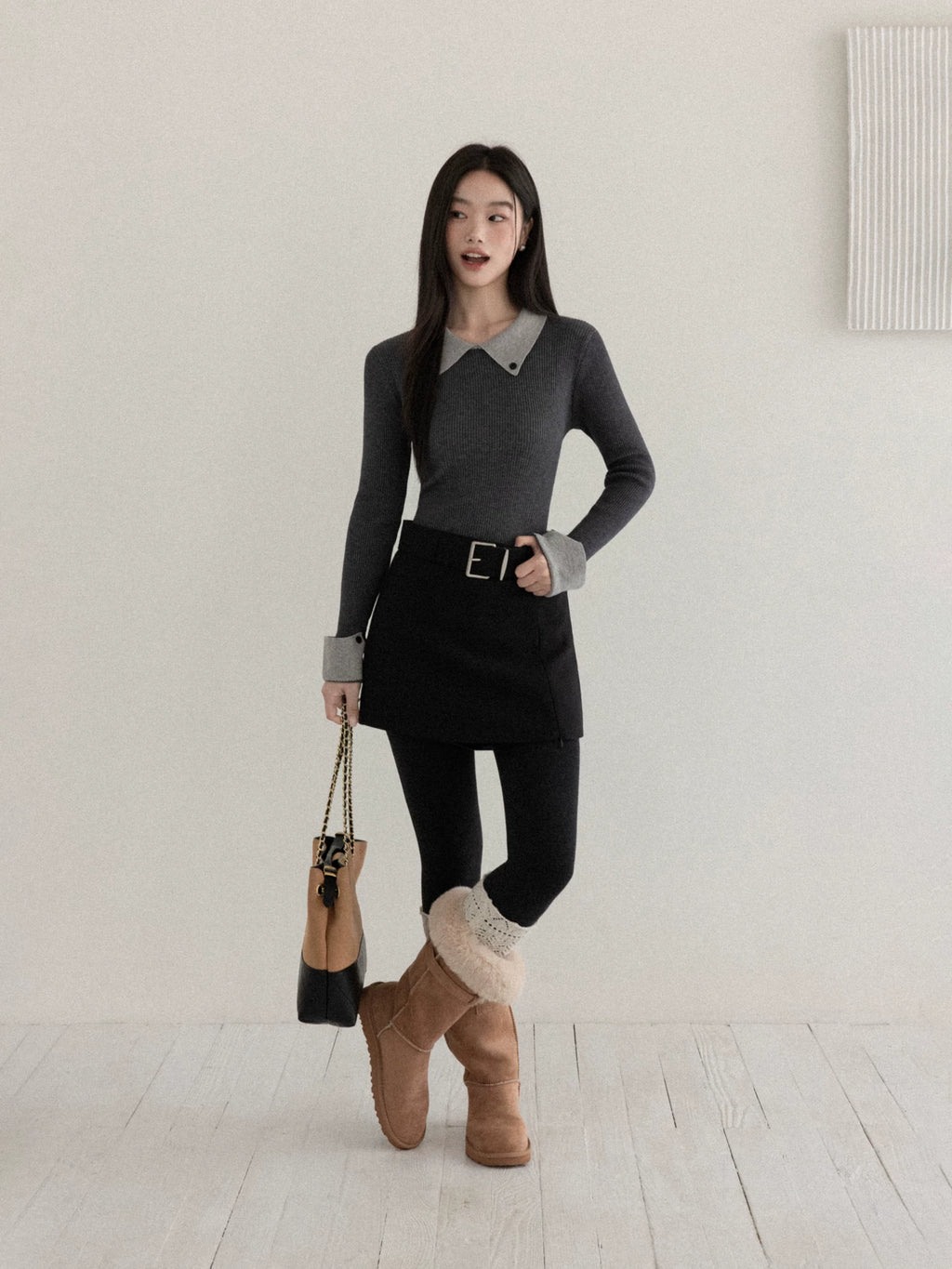Cantonstory College Lapel Slim-fit Wool Knitted Sweater