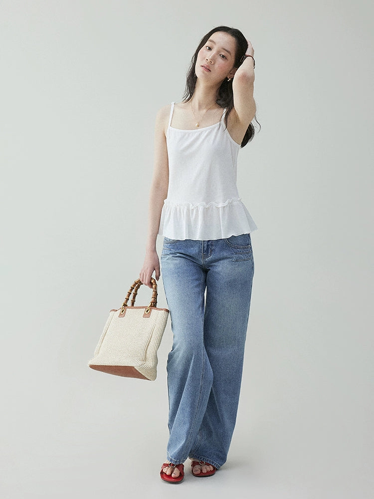 VOOE Light Fungus Lace V-neck Cardigan Two-piece Set