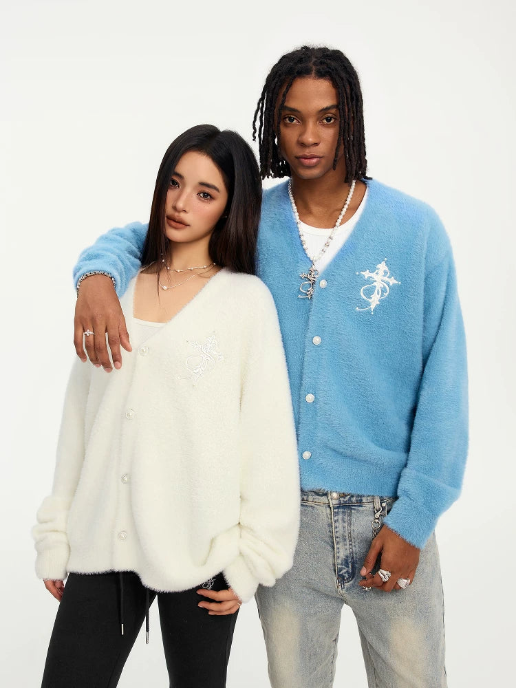 STK Imitation Mink Pearl Wool Cardigan