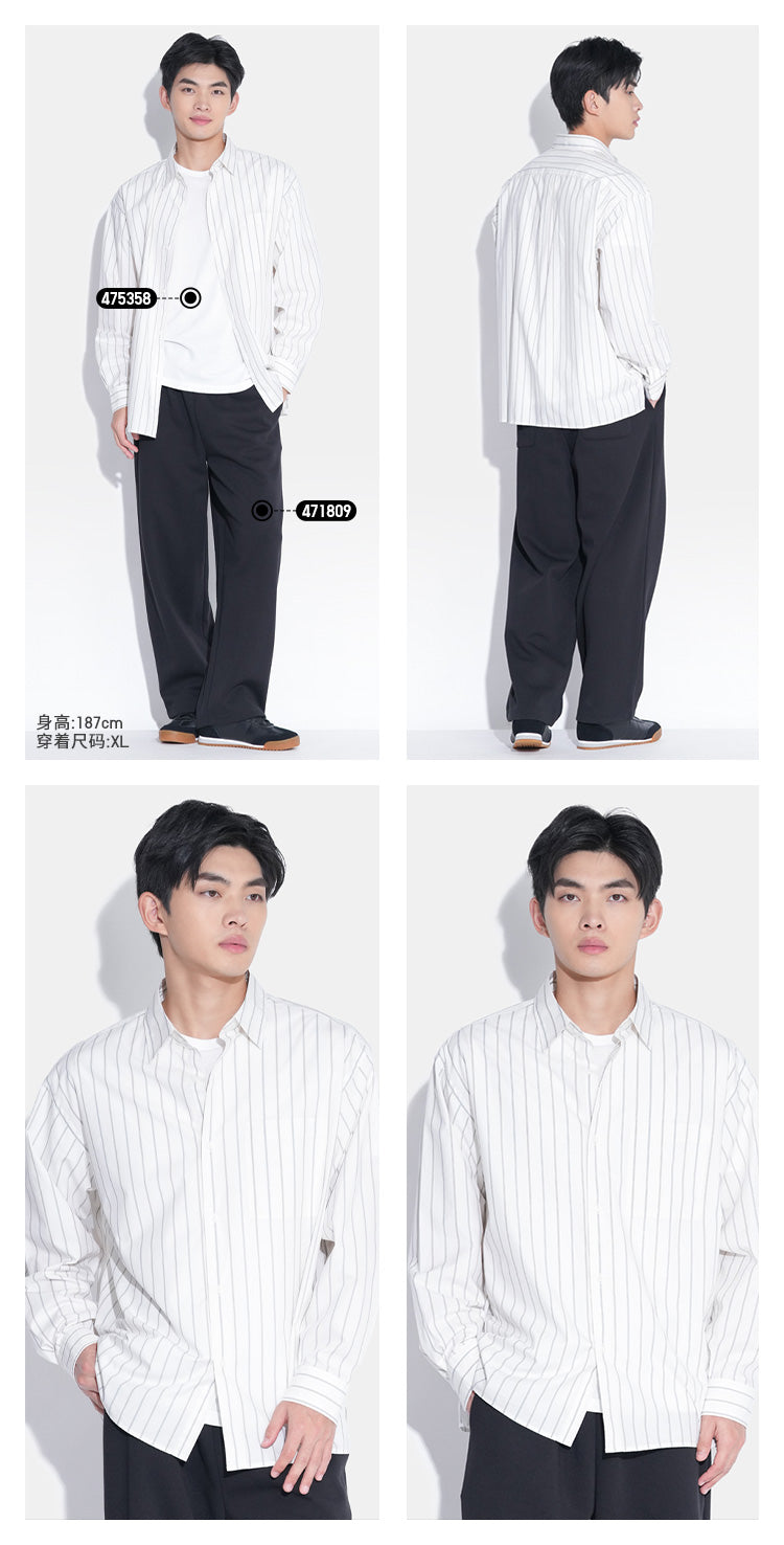 Uniqlo C series cooperative men's and women's loose striped shirt/long-sleeved shirt casual new 476025