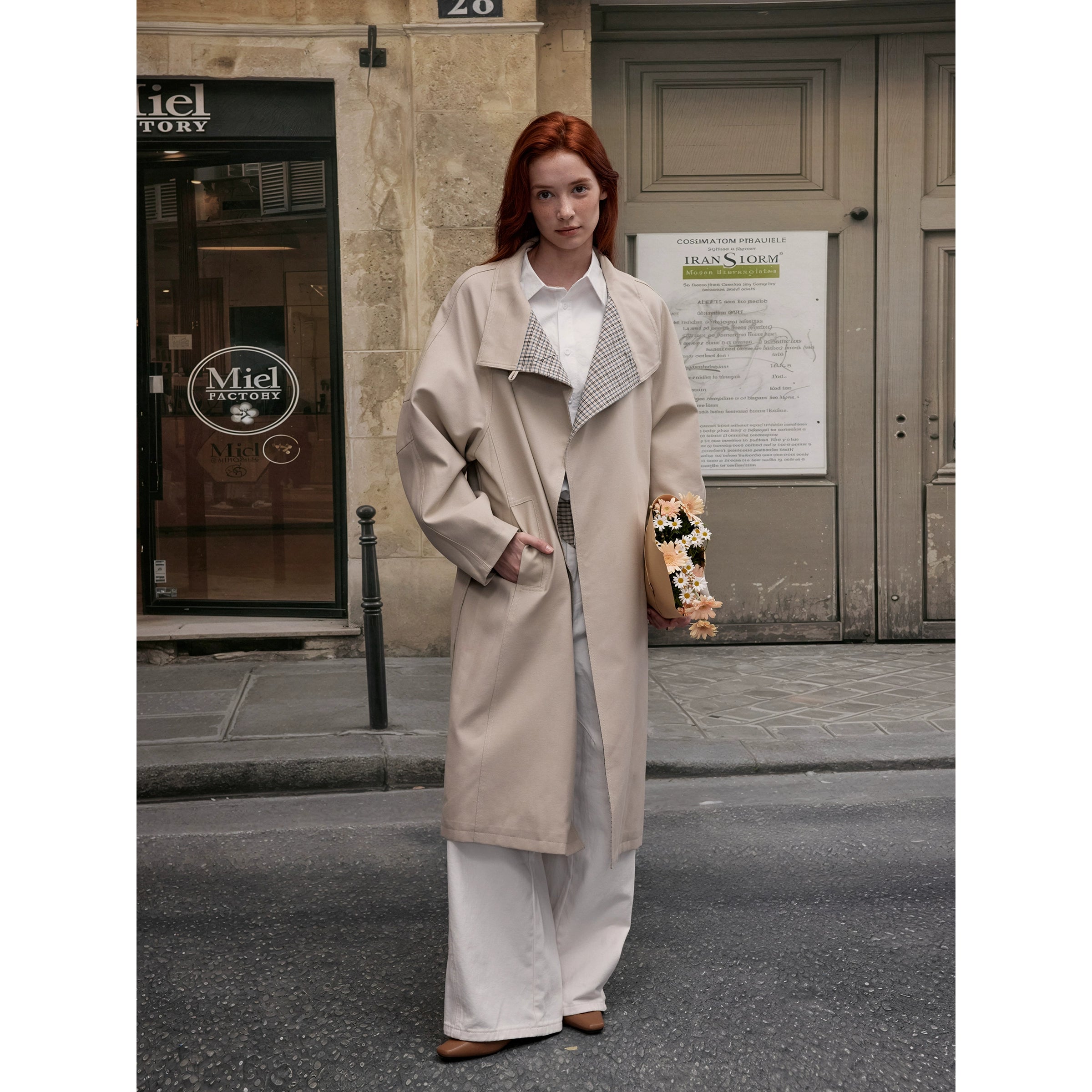 MADWITCH Vintage Lapel Plaid Splicing Coat Jacket