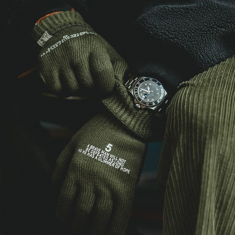 Maden Vintage Knitted Printed Full Finger Gloves